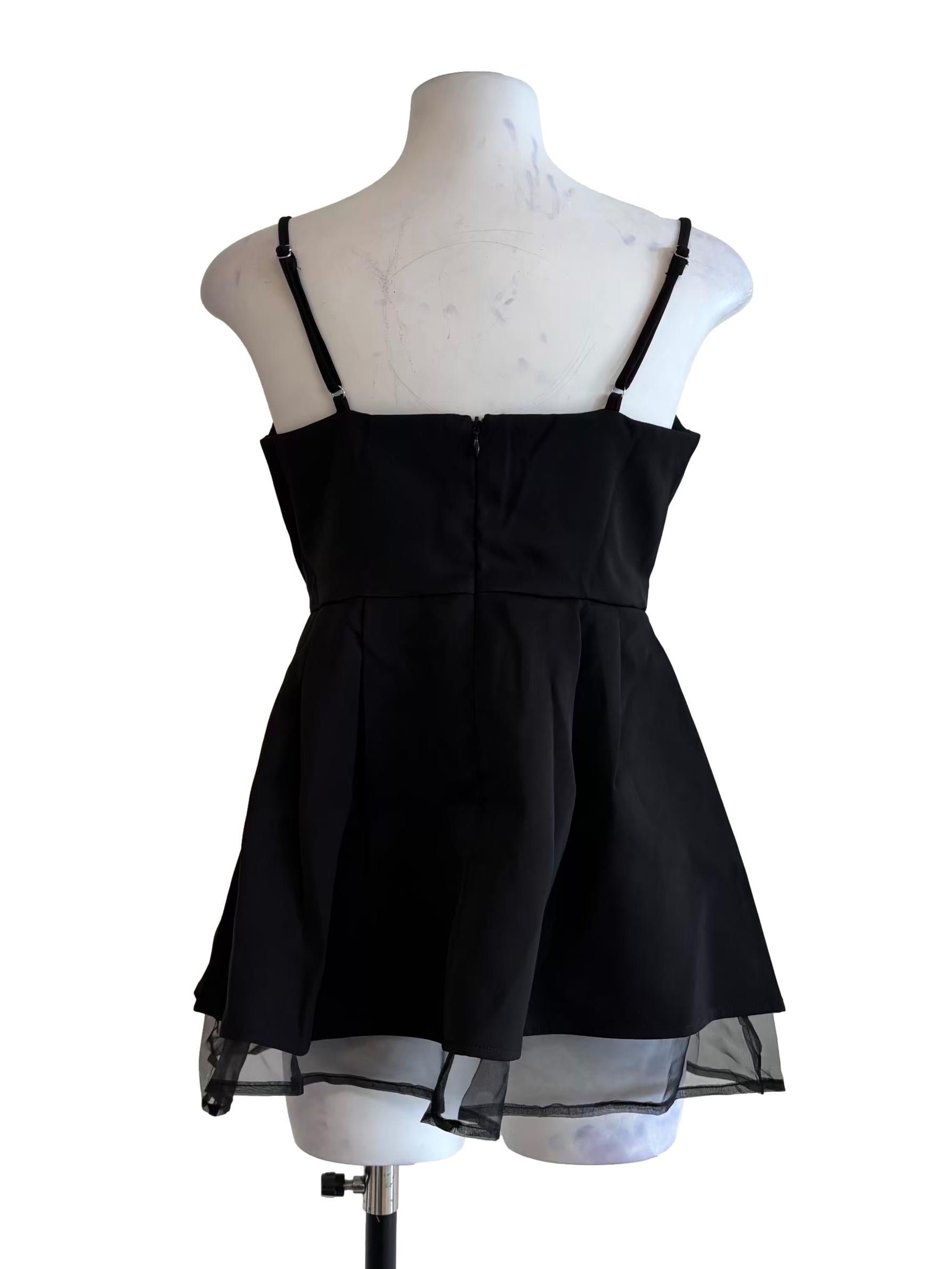Jade Black Cami Peplum Top