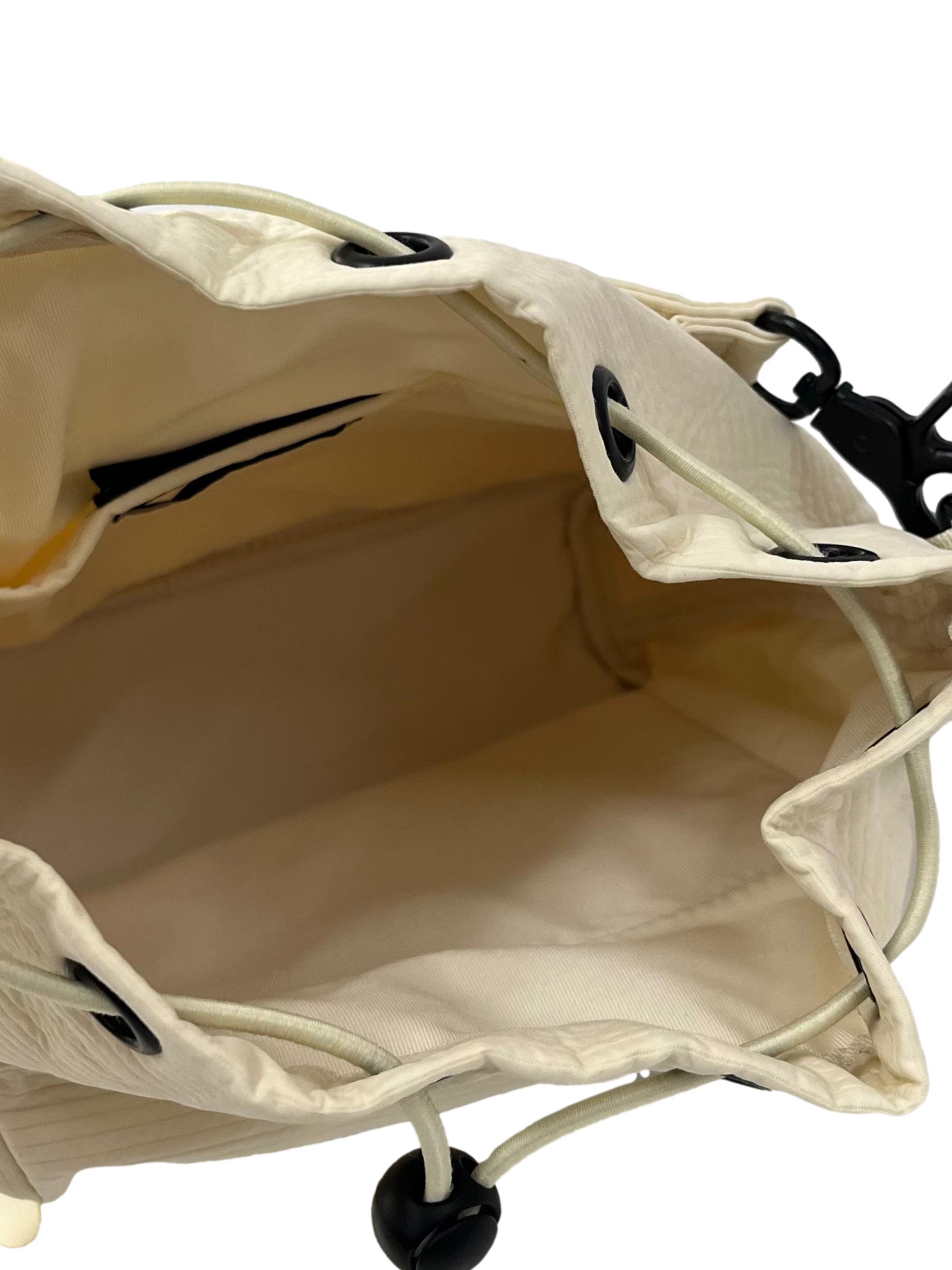 Cream Quilted Bucket Bag With Interchangeable Straps