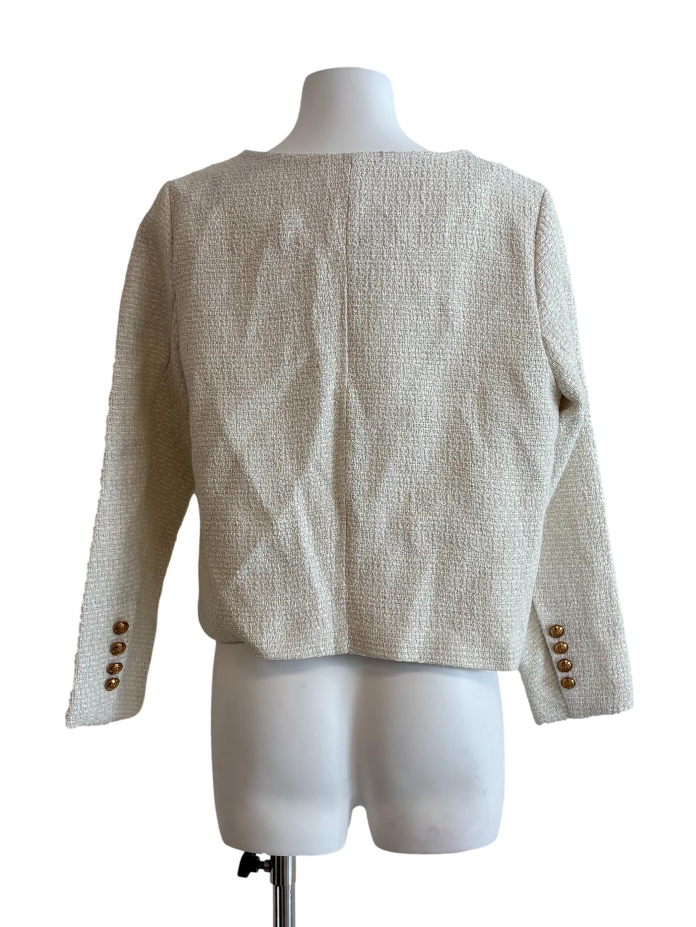 Rice White Gold Button Tweed Jacket