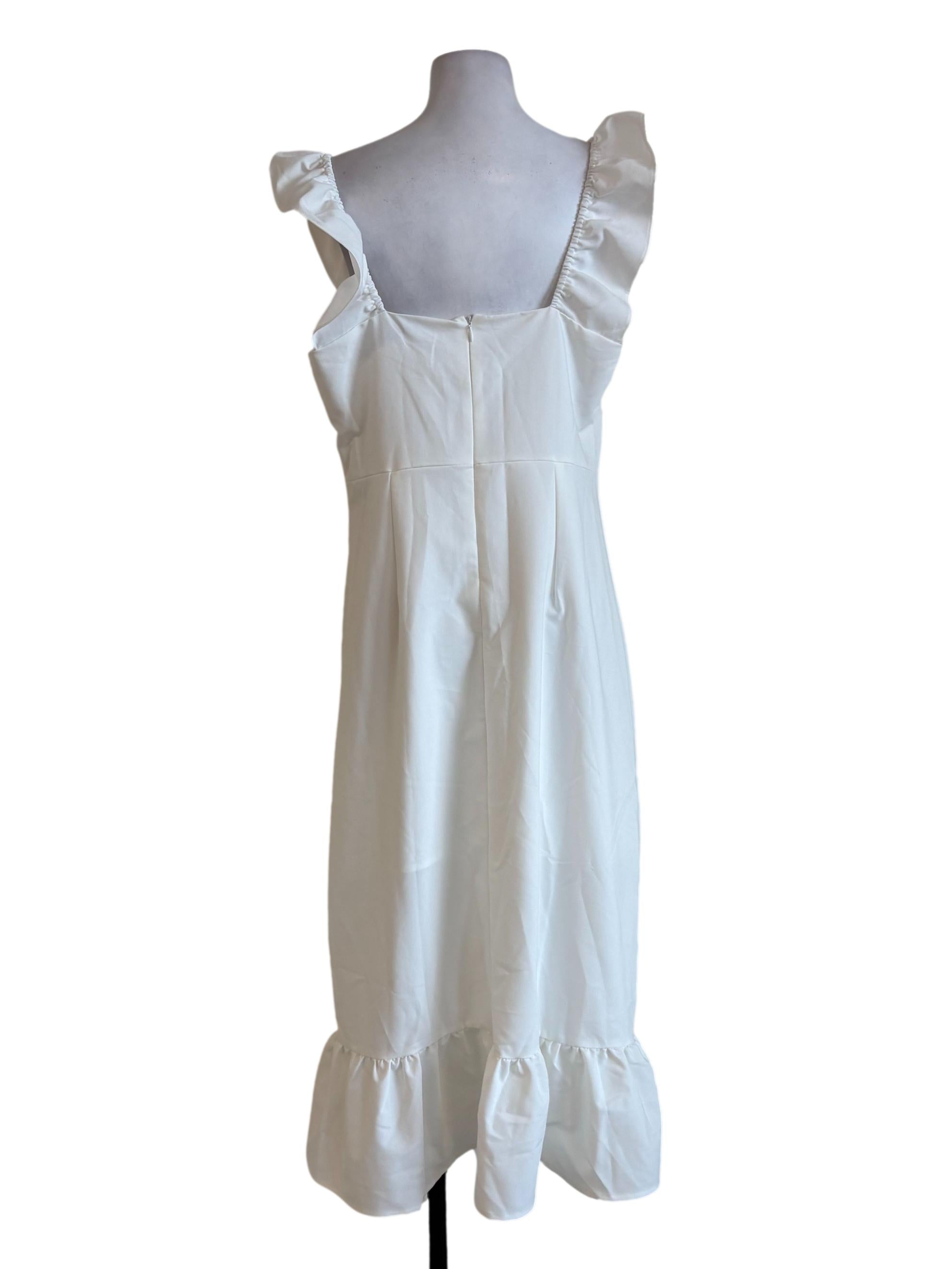 White Pleated Ruffle Empire Dress