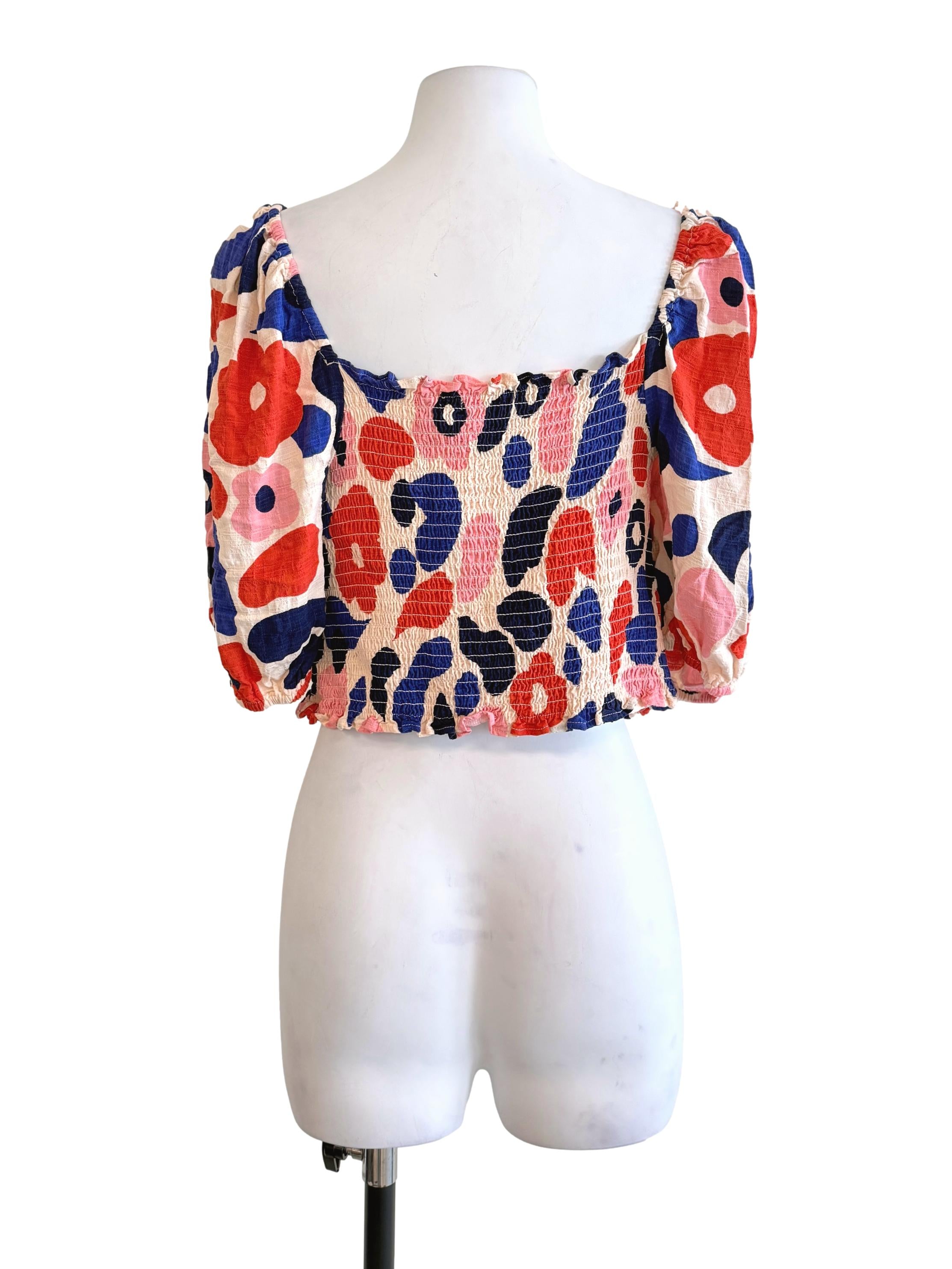 Multicolor Puff Sleeves Top
