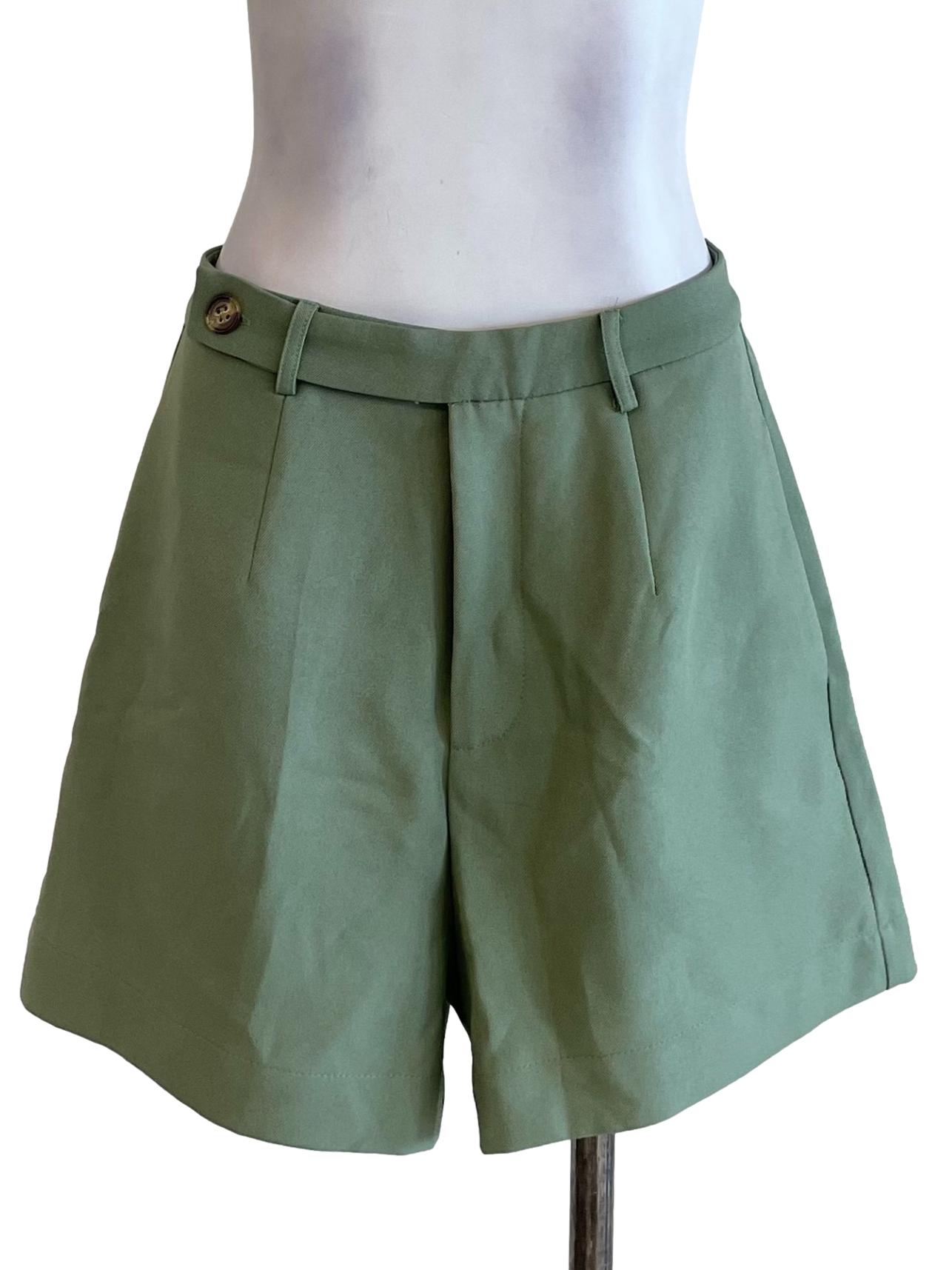 Dull Green Casual Shorts