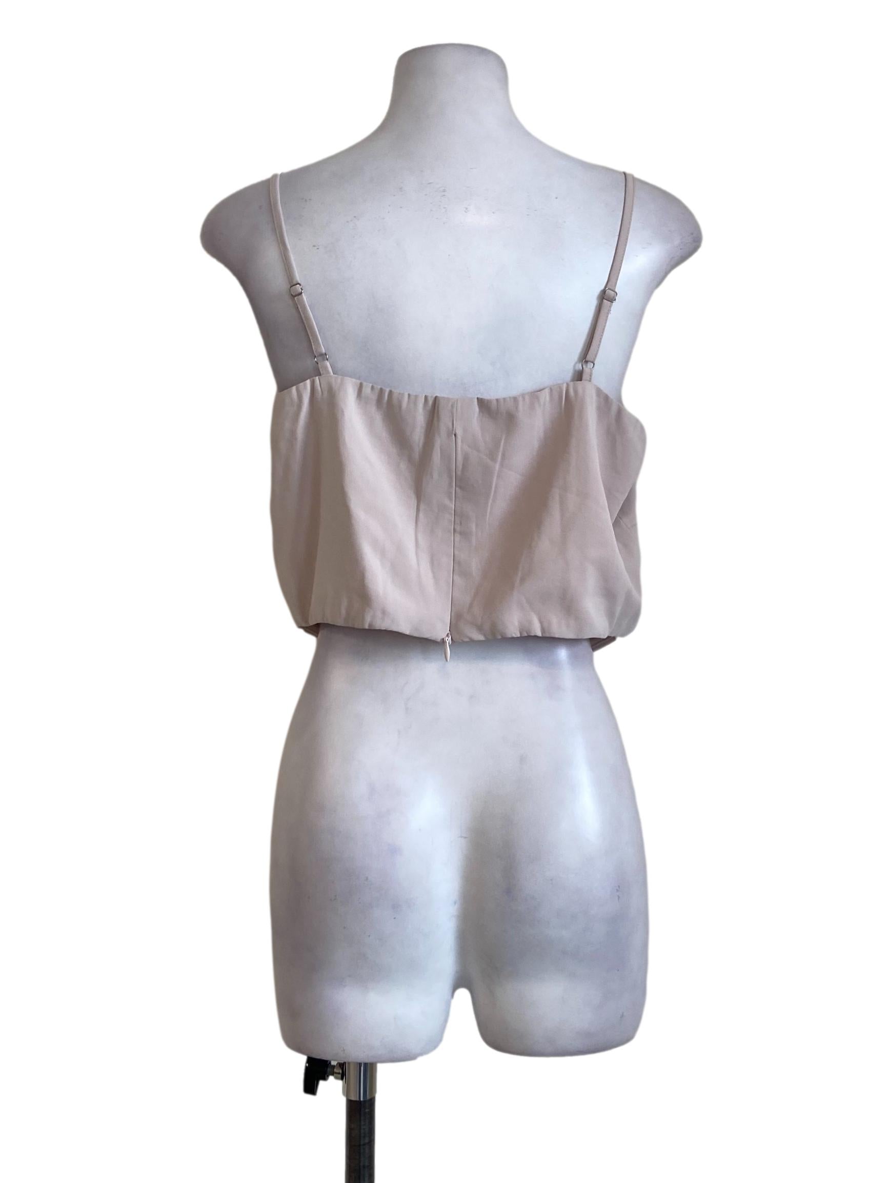 Ivory Beige Spaghetti Strap Corset Crop Top