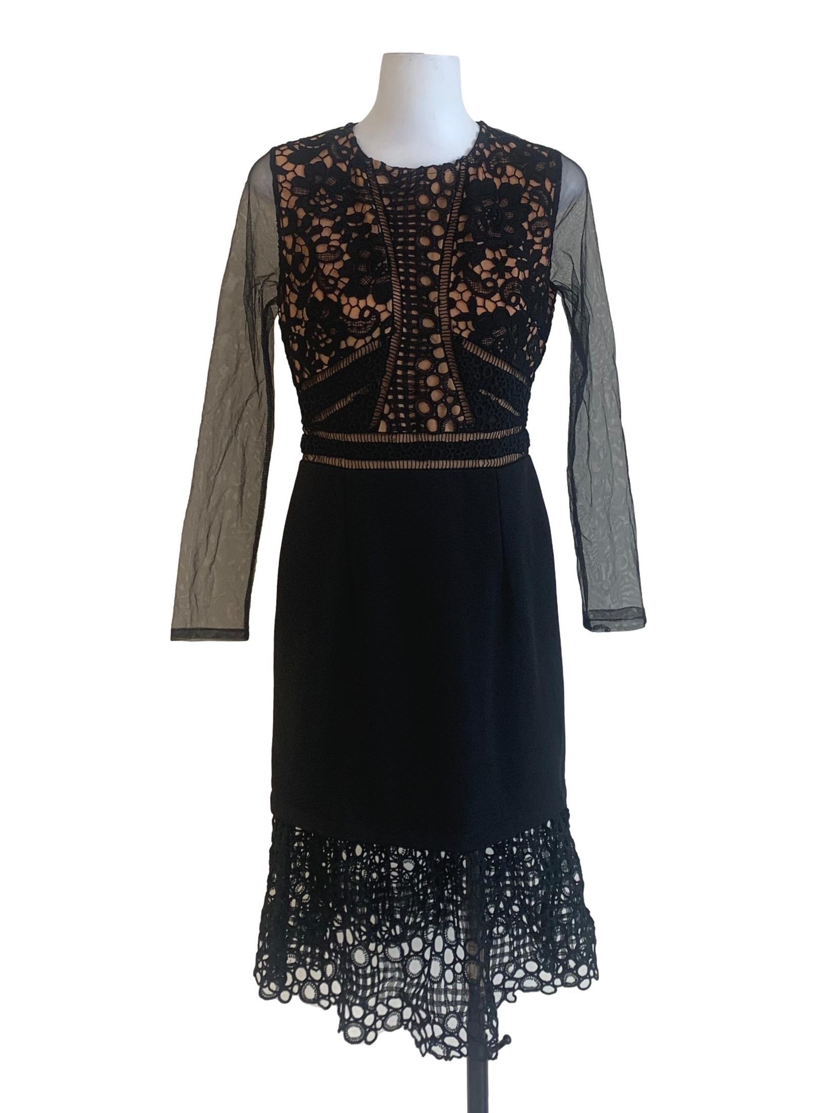 Grease Black Pattern Long Sleeves Dress