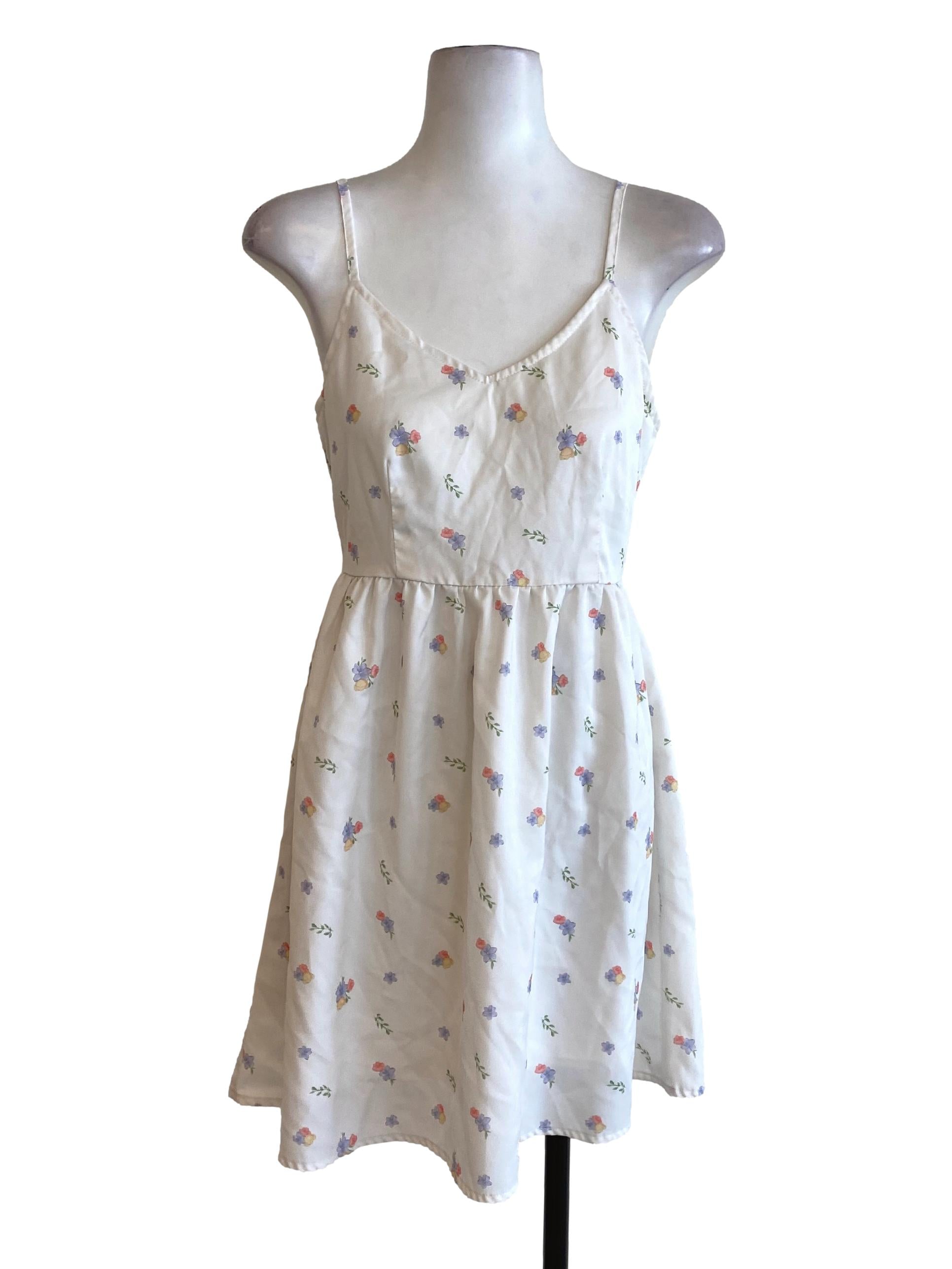 White Floral Blouson Dress