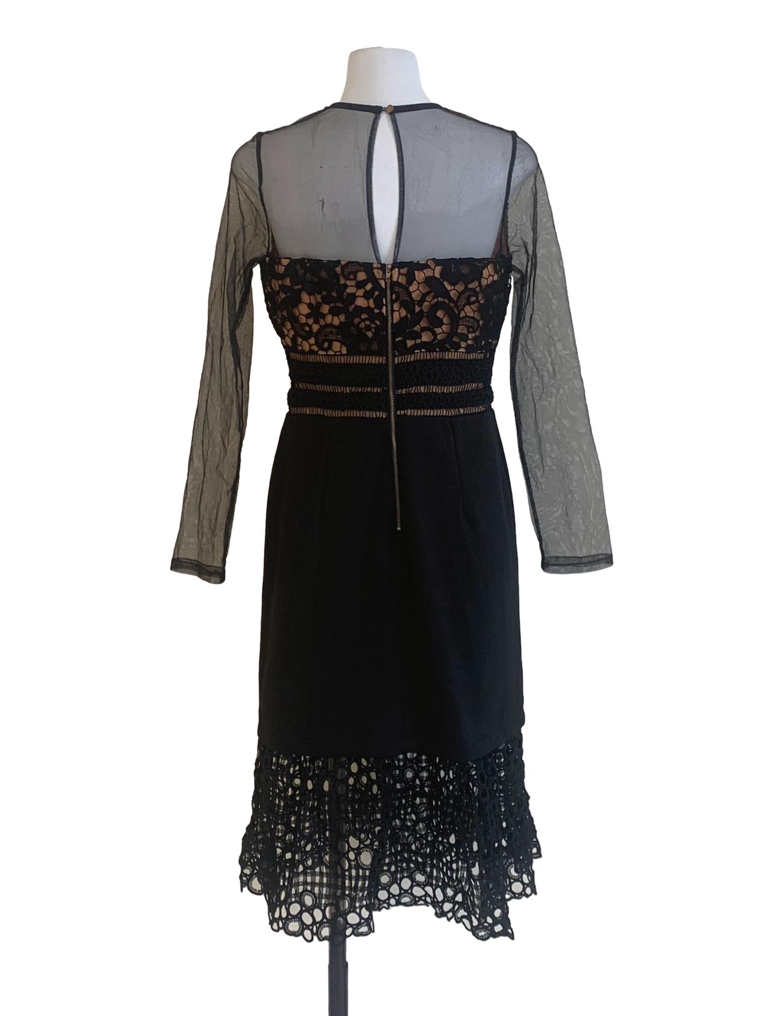 Grease Black Pattern Long Sleeves Dress