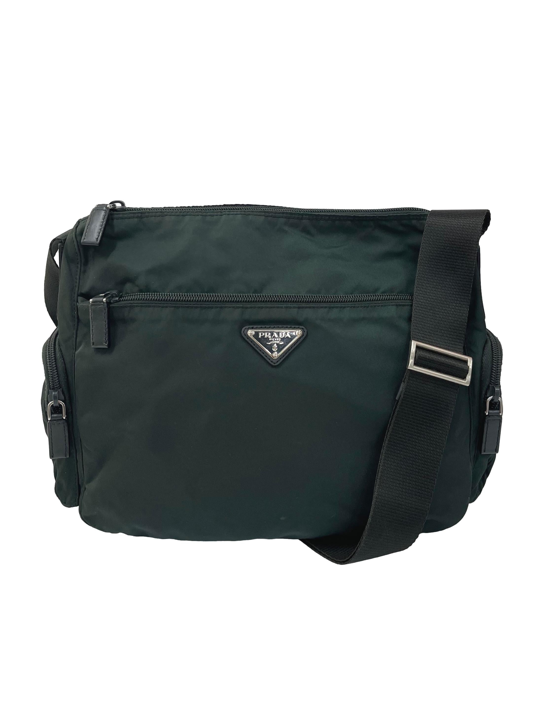 Dark Green Nylon Messenger Shoulder Bag CSN