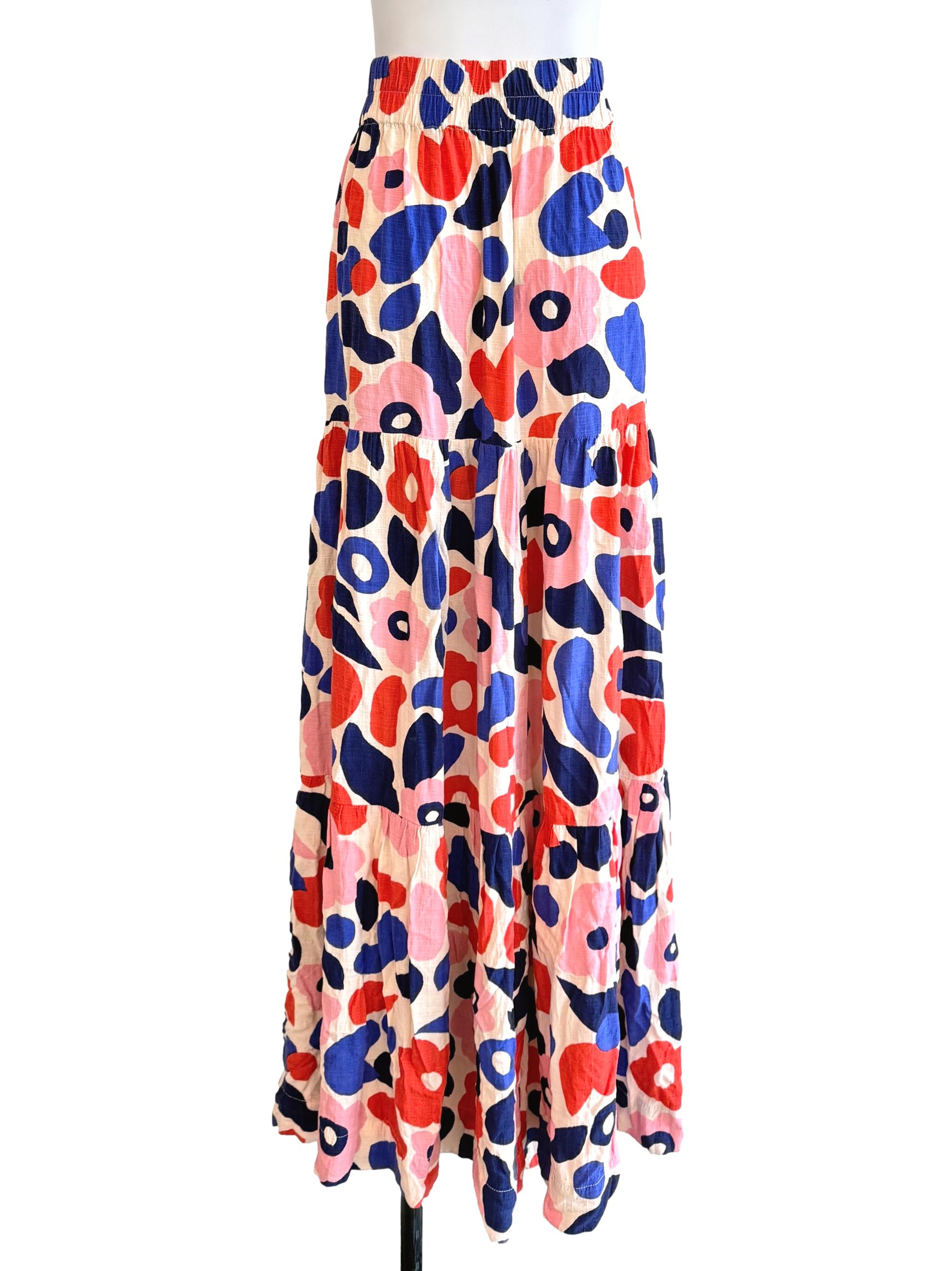 Multicolor Box Pleated Skirt