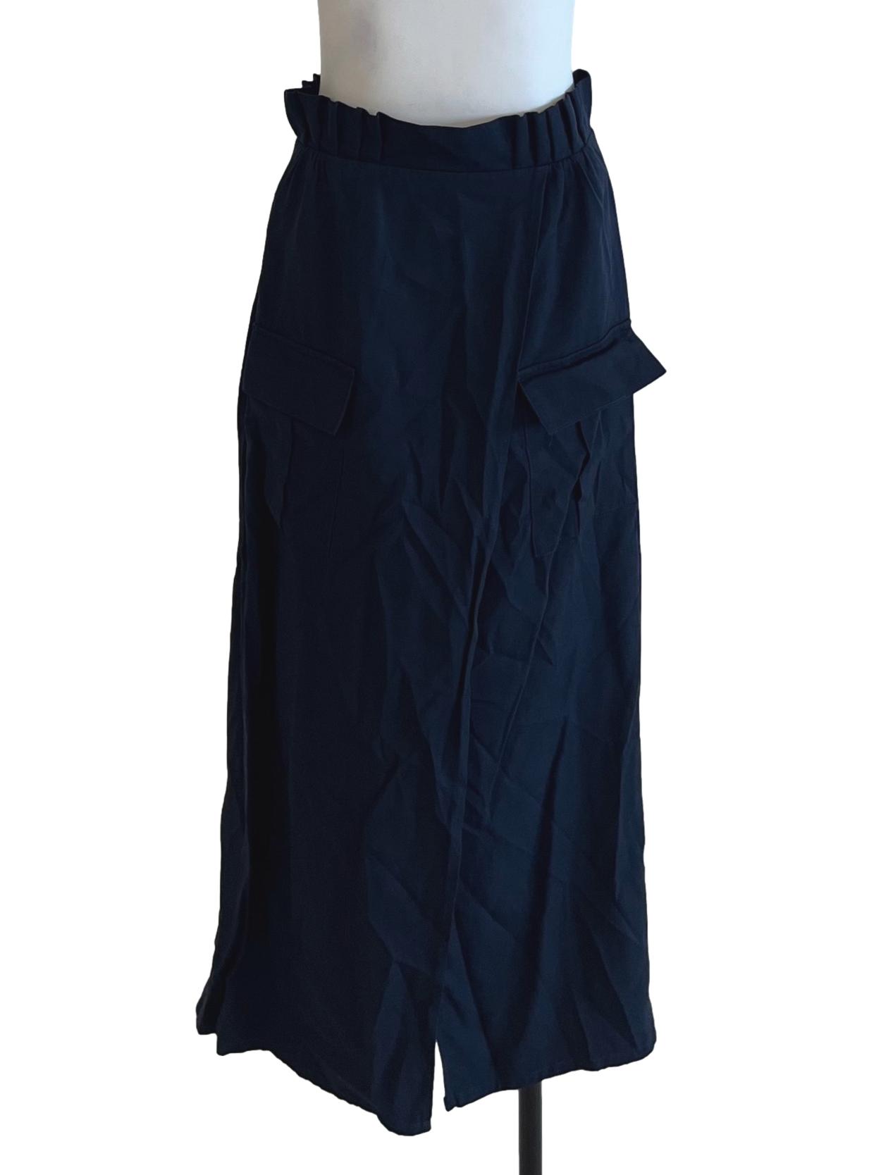 Navy Blue High Waisted A-Line Skirt