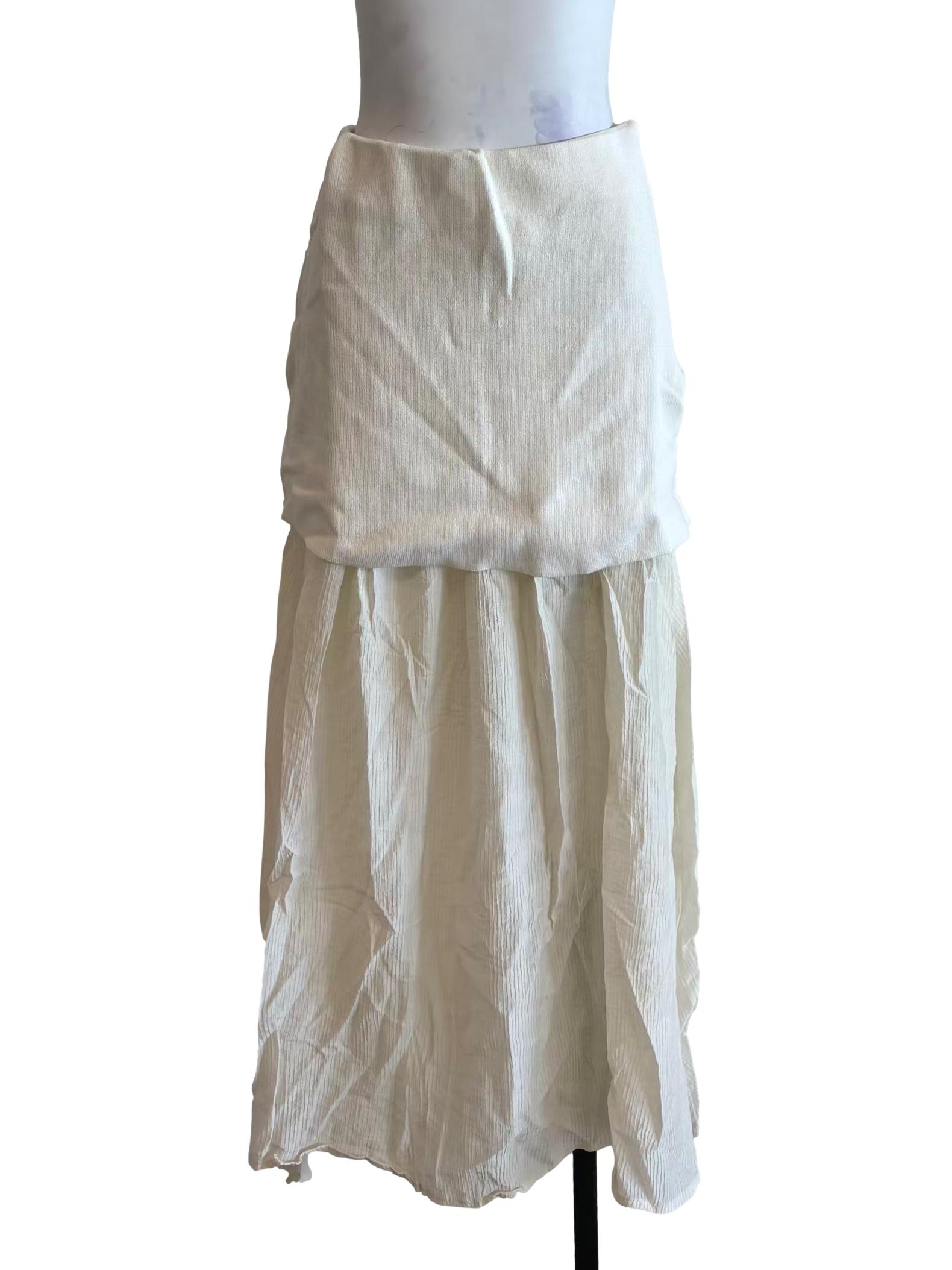 Ivory White Knit Flare Skirt