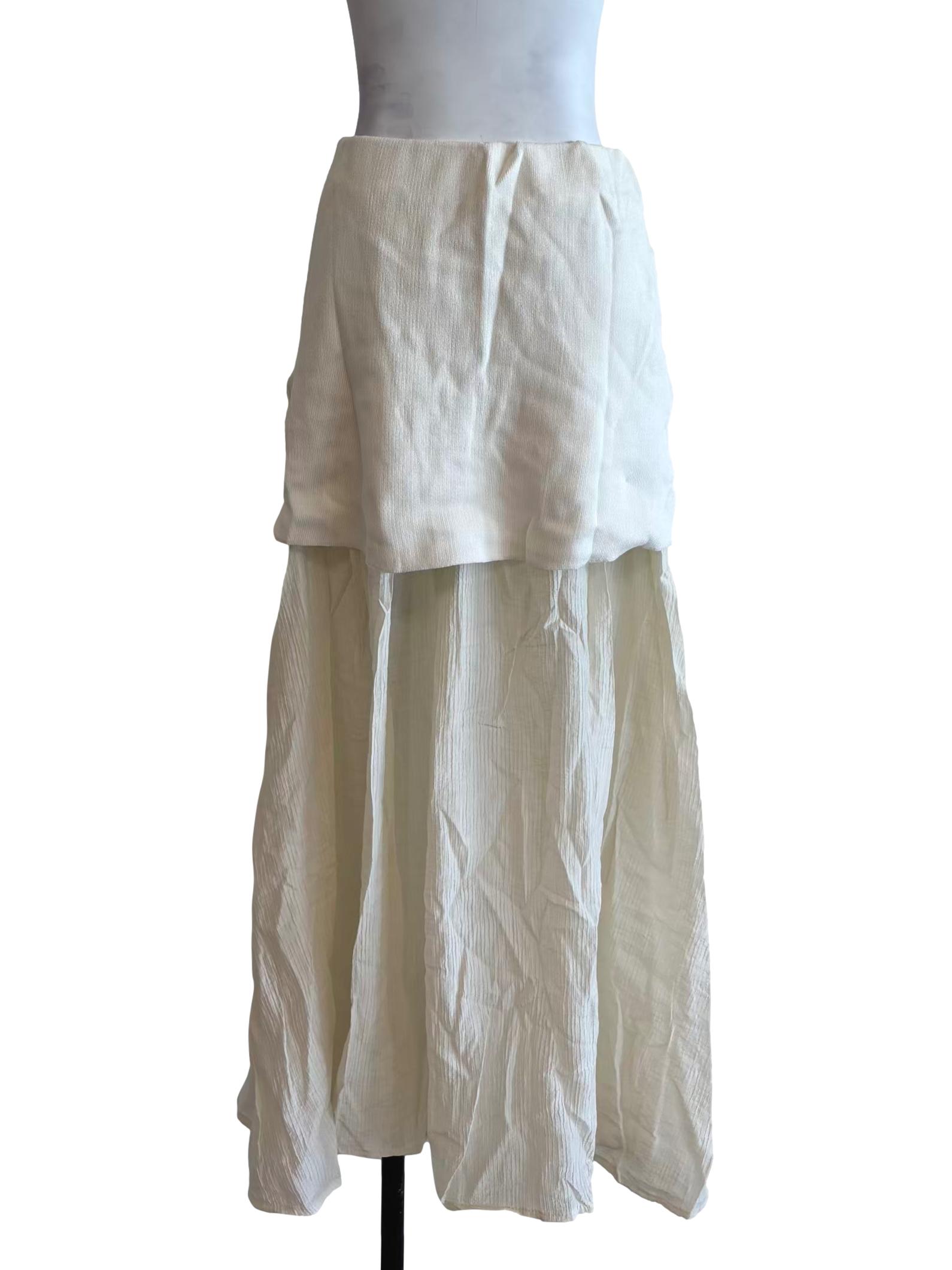 Ivory White Knit Flare Skirt