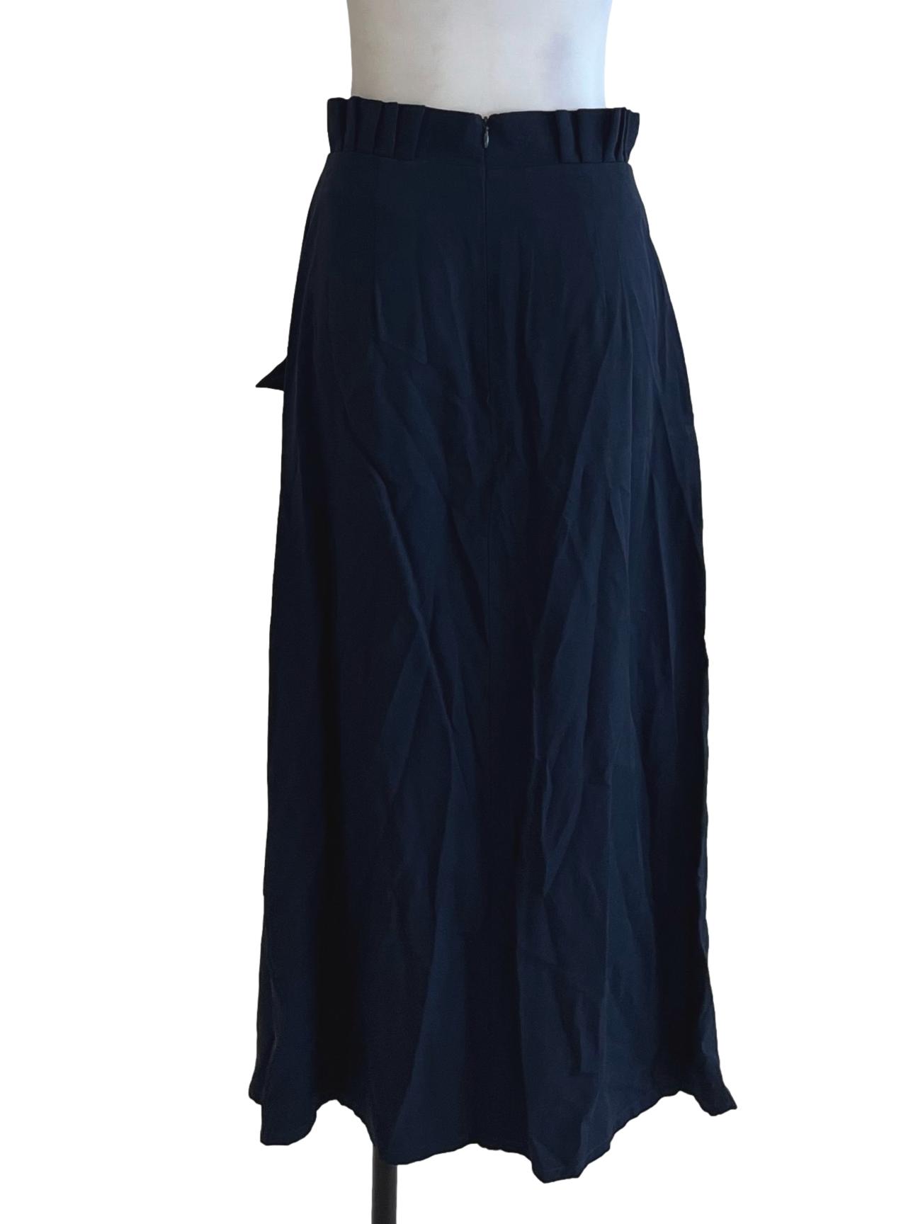 Navy Blue High Waisted A-Line Skirt