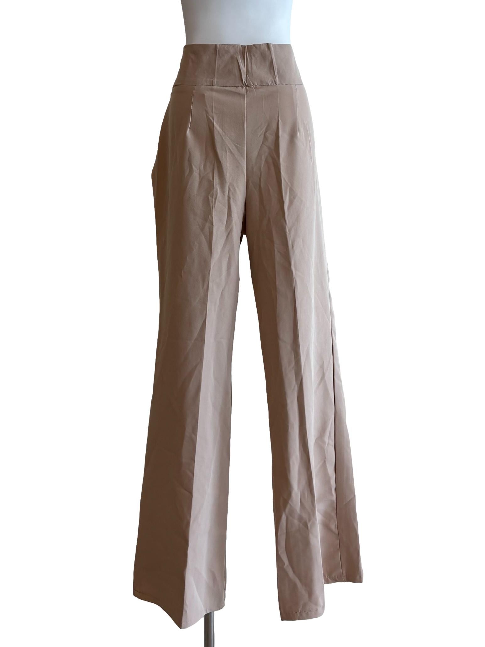 Beige Bootcut Relaxed Pants