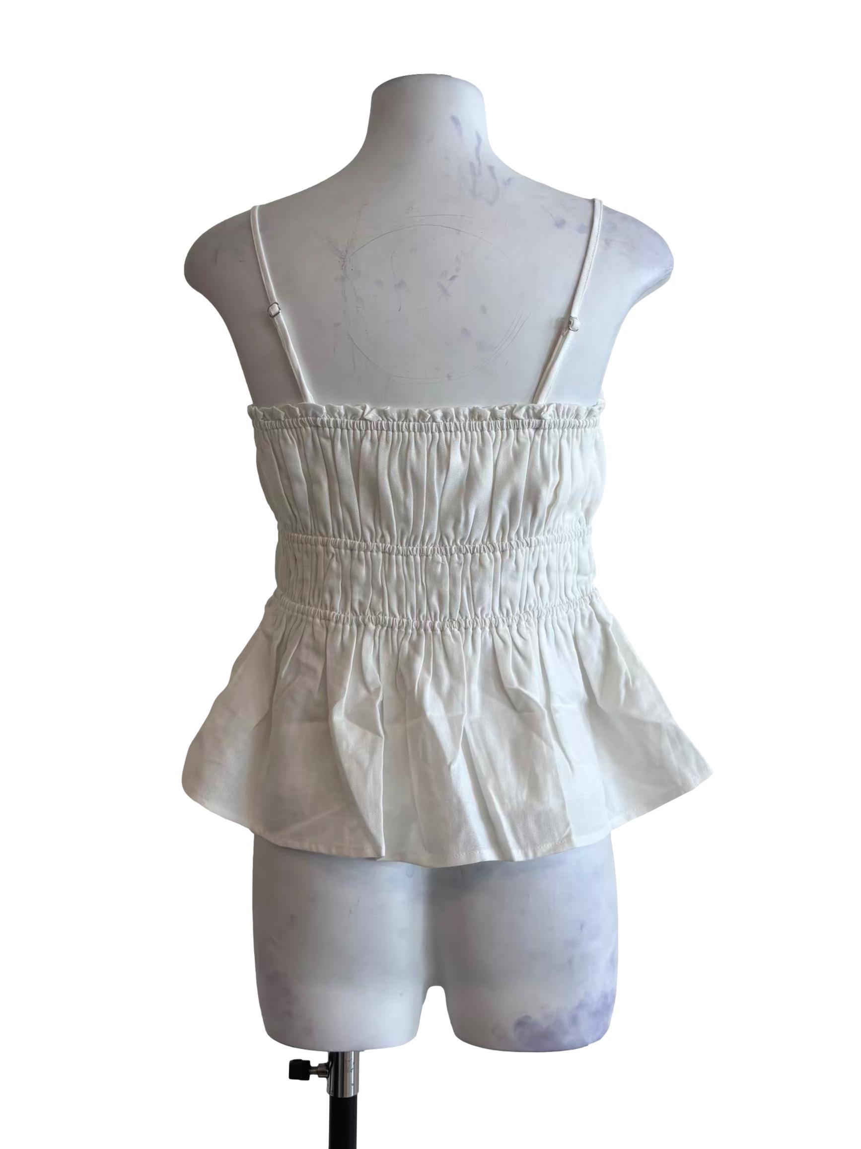 Powder White Smocked Top