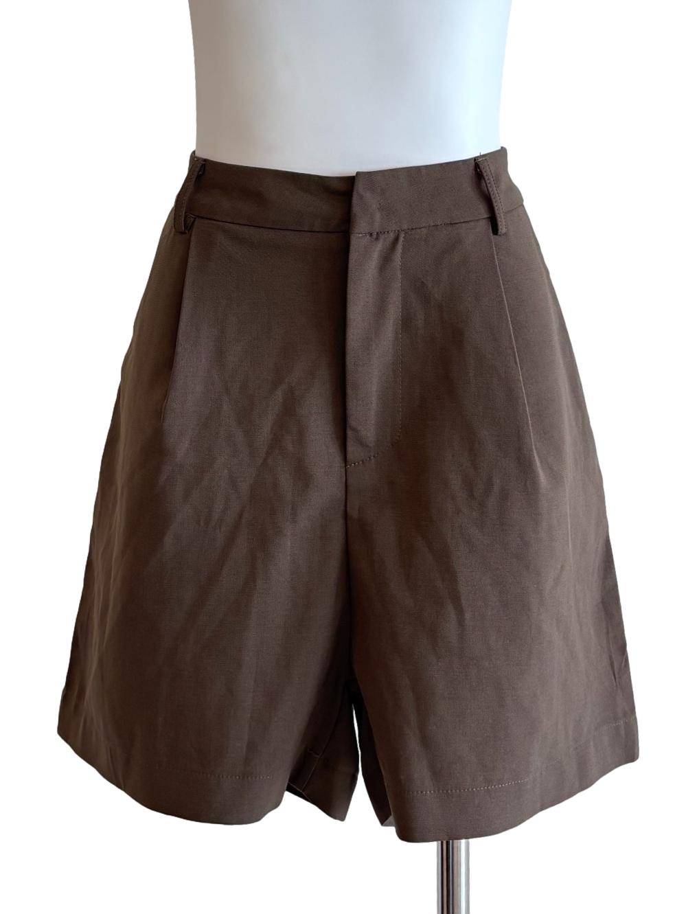 Chocolate Pleated Relaxed Shorts