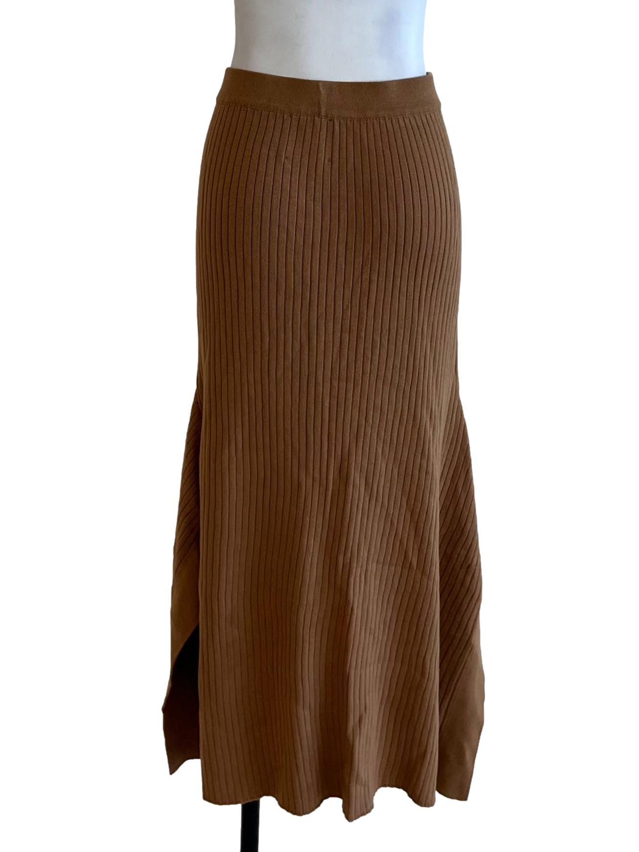 Tawny Brown High Waisted A-Line Skirt