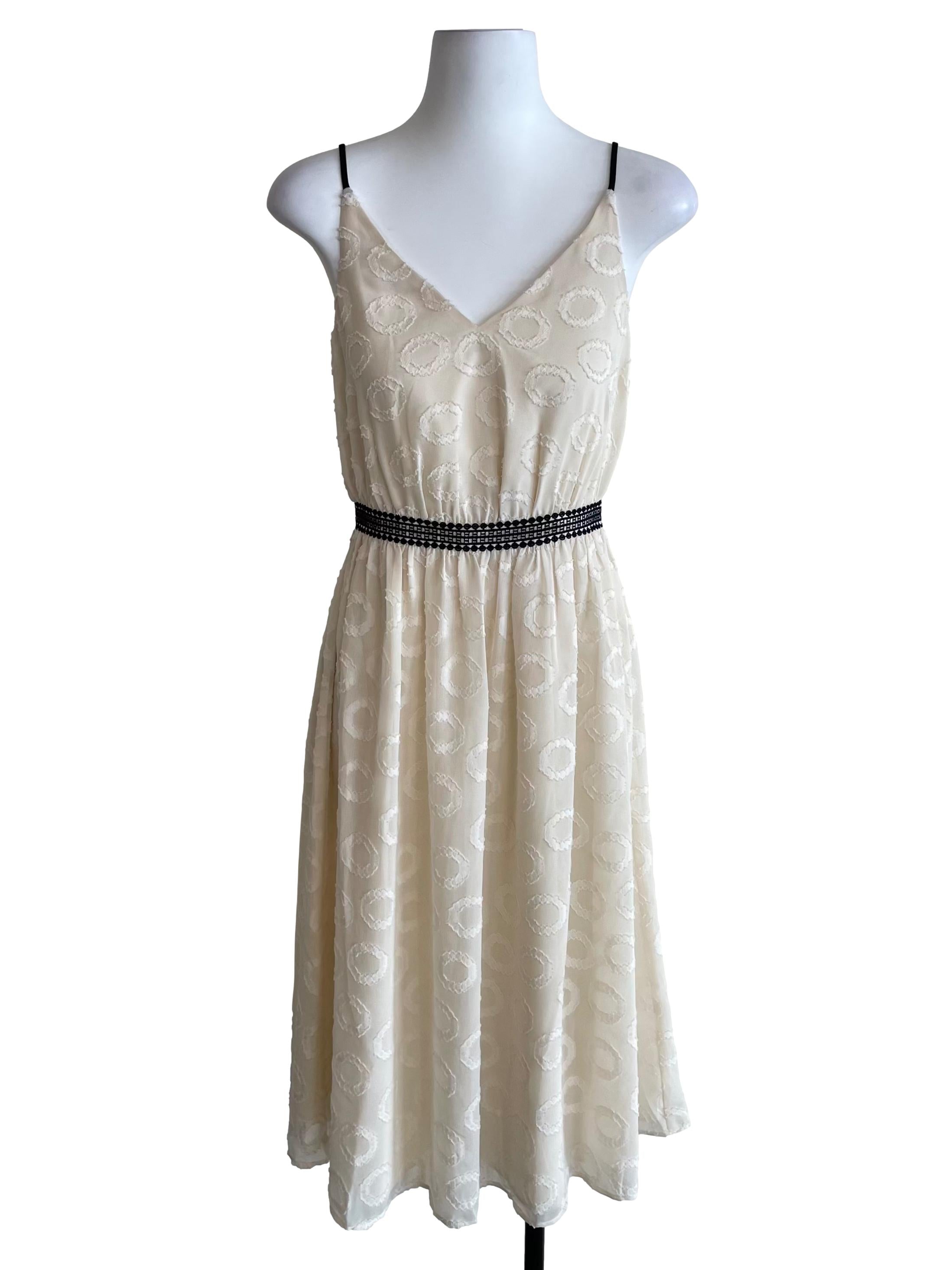 Cream White Circles Apron Dress LB