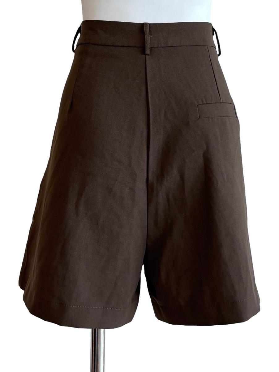 Chocolate Pleated Relaxed Shorts