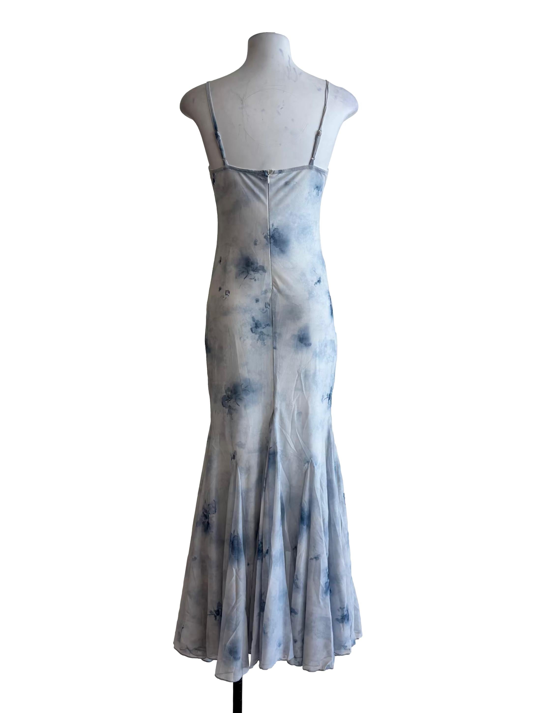 White Aqua Blue Mermaid Dress