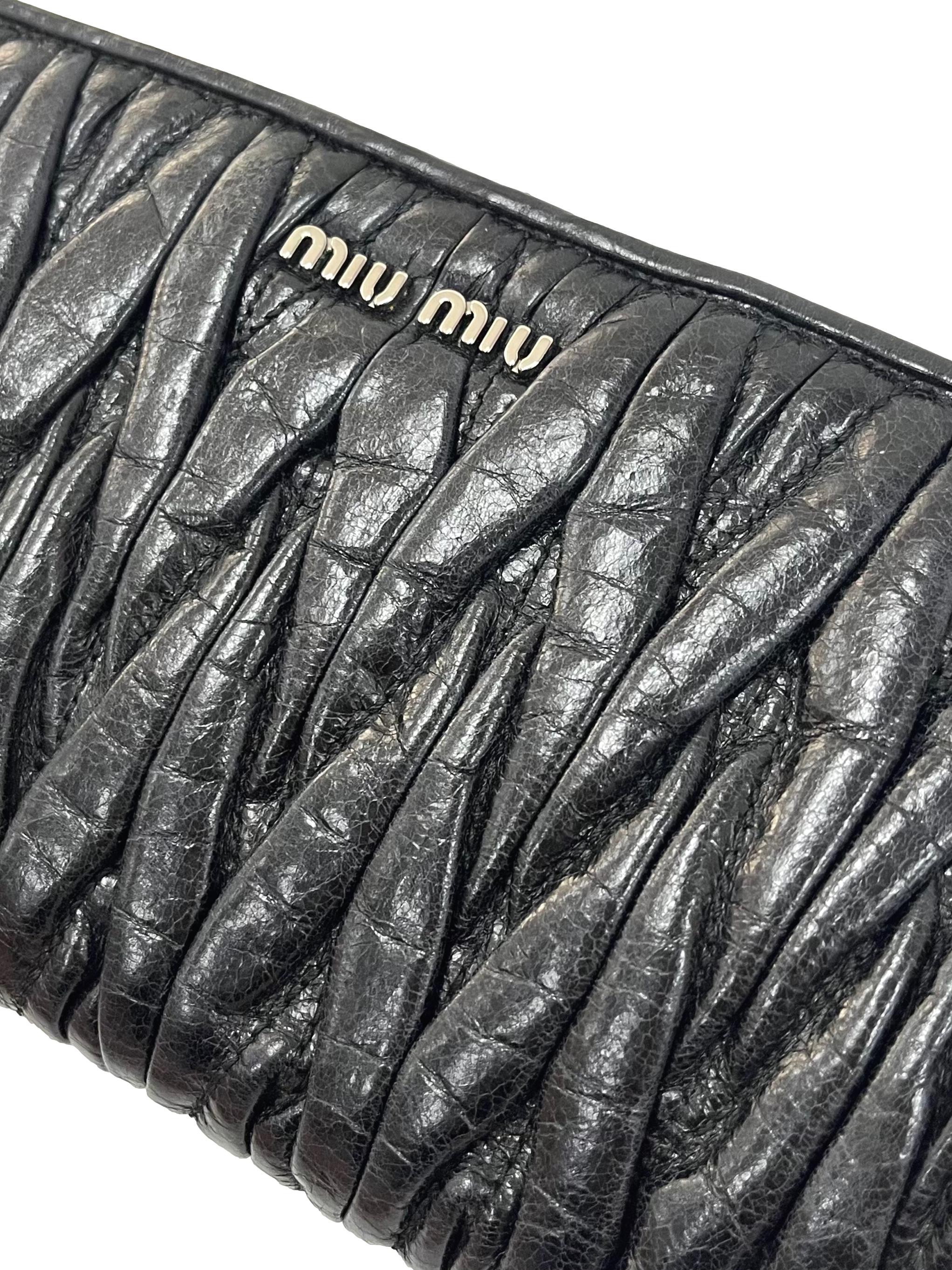 Black Leather Matelasse Clutch CSN