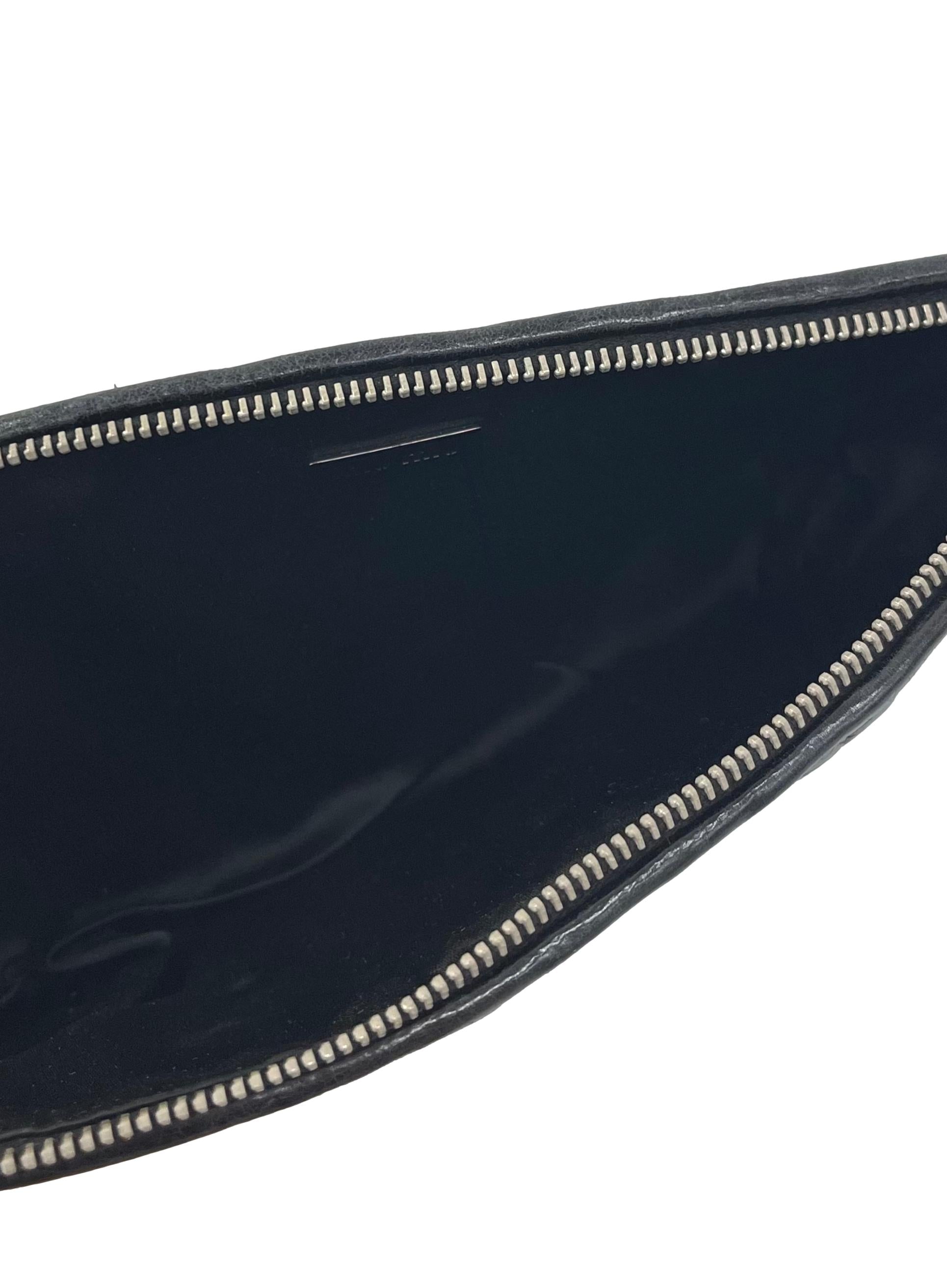Black Leather Matelasse Clutch CSN