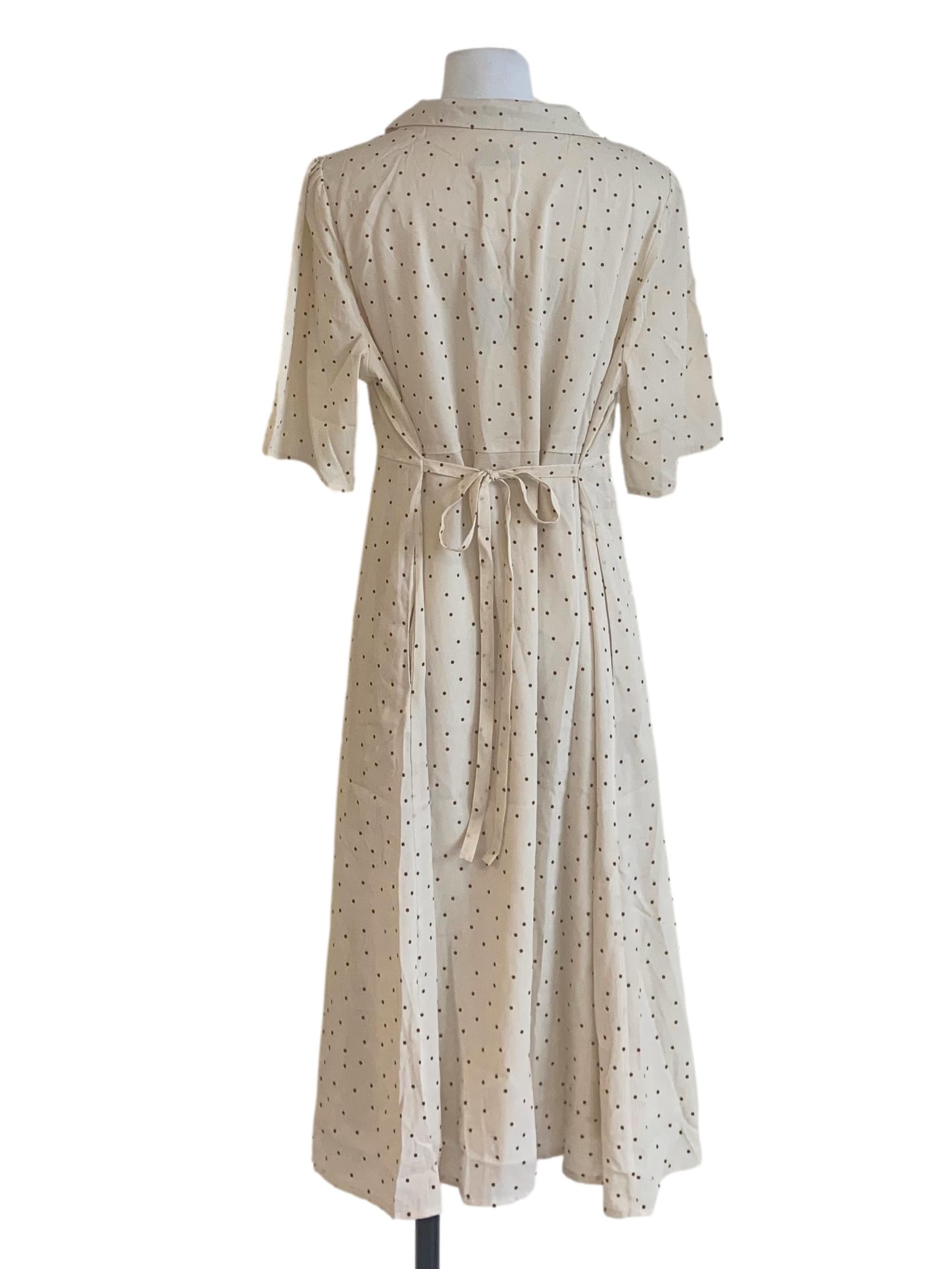 Parchment White Dot Pattern Dress