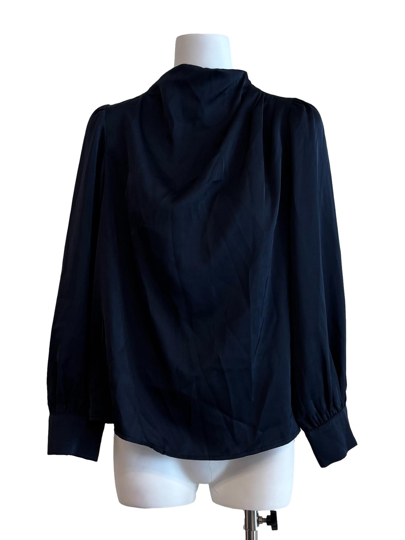 Midnight Blue Mock Satin Blouse