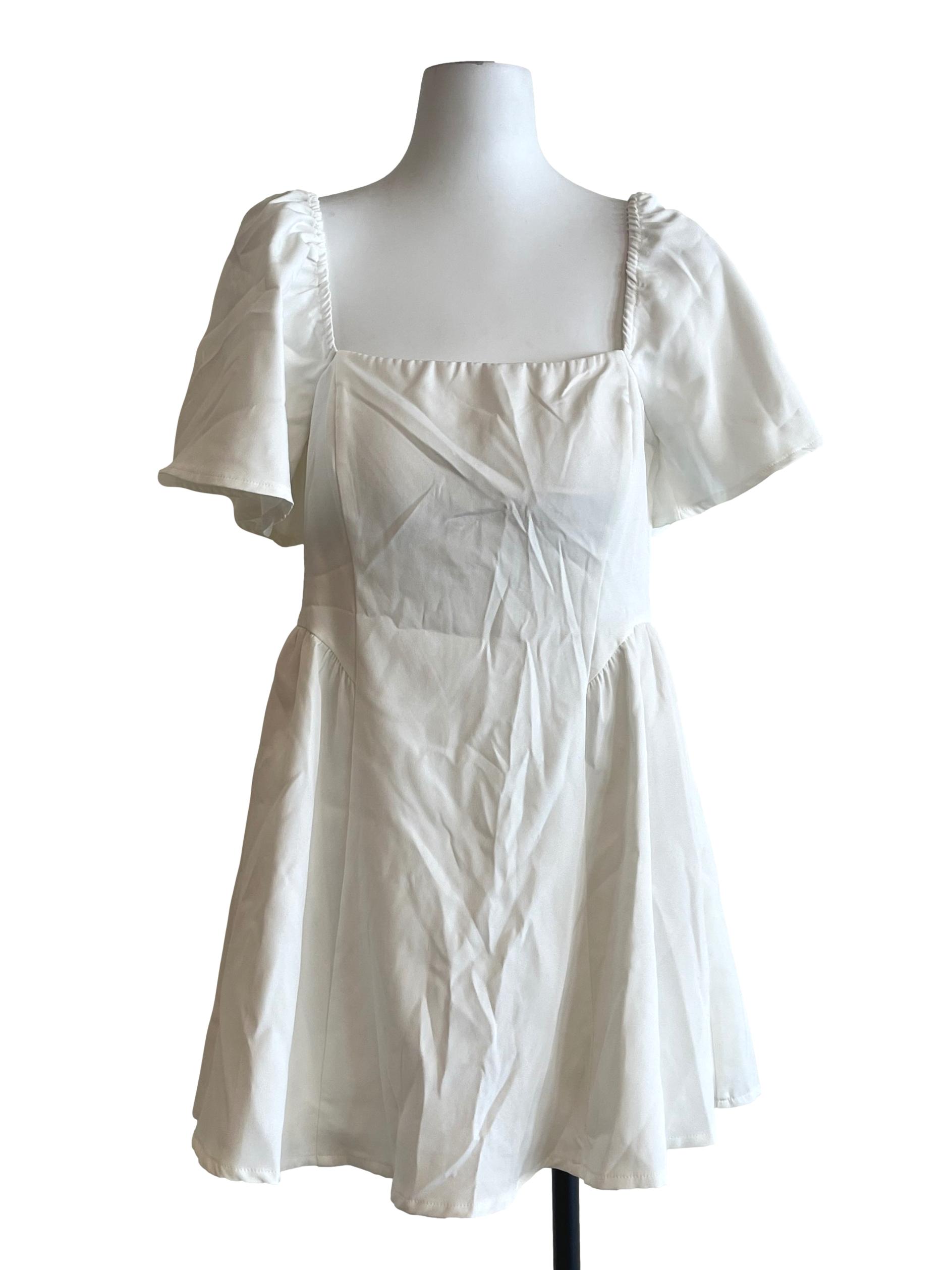 Pearl White Square Neck Dress