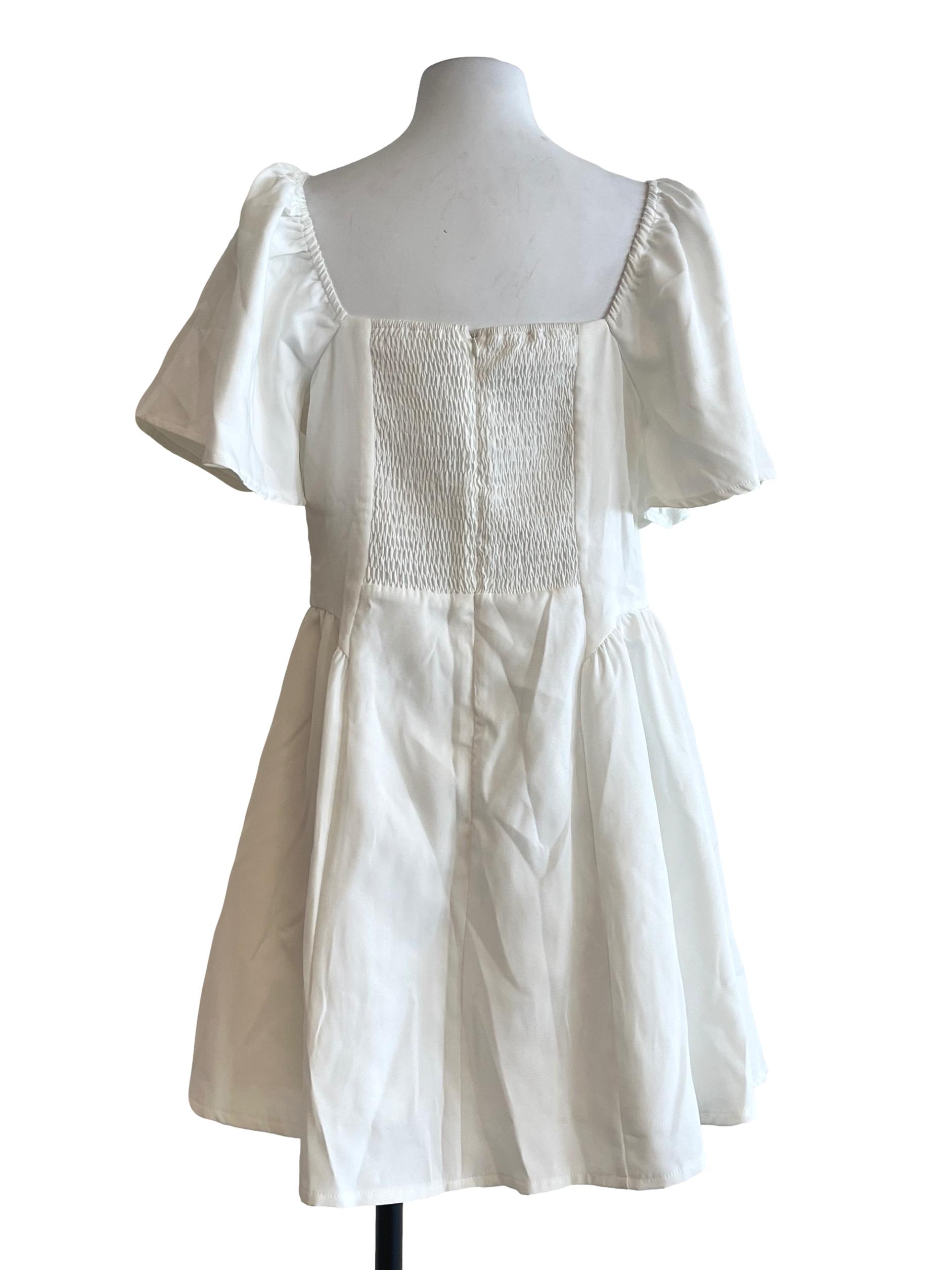 Pearl White Square Neck Dress