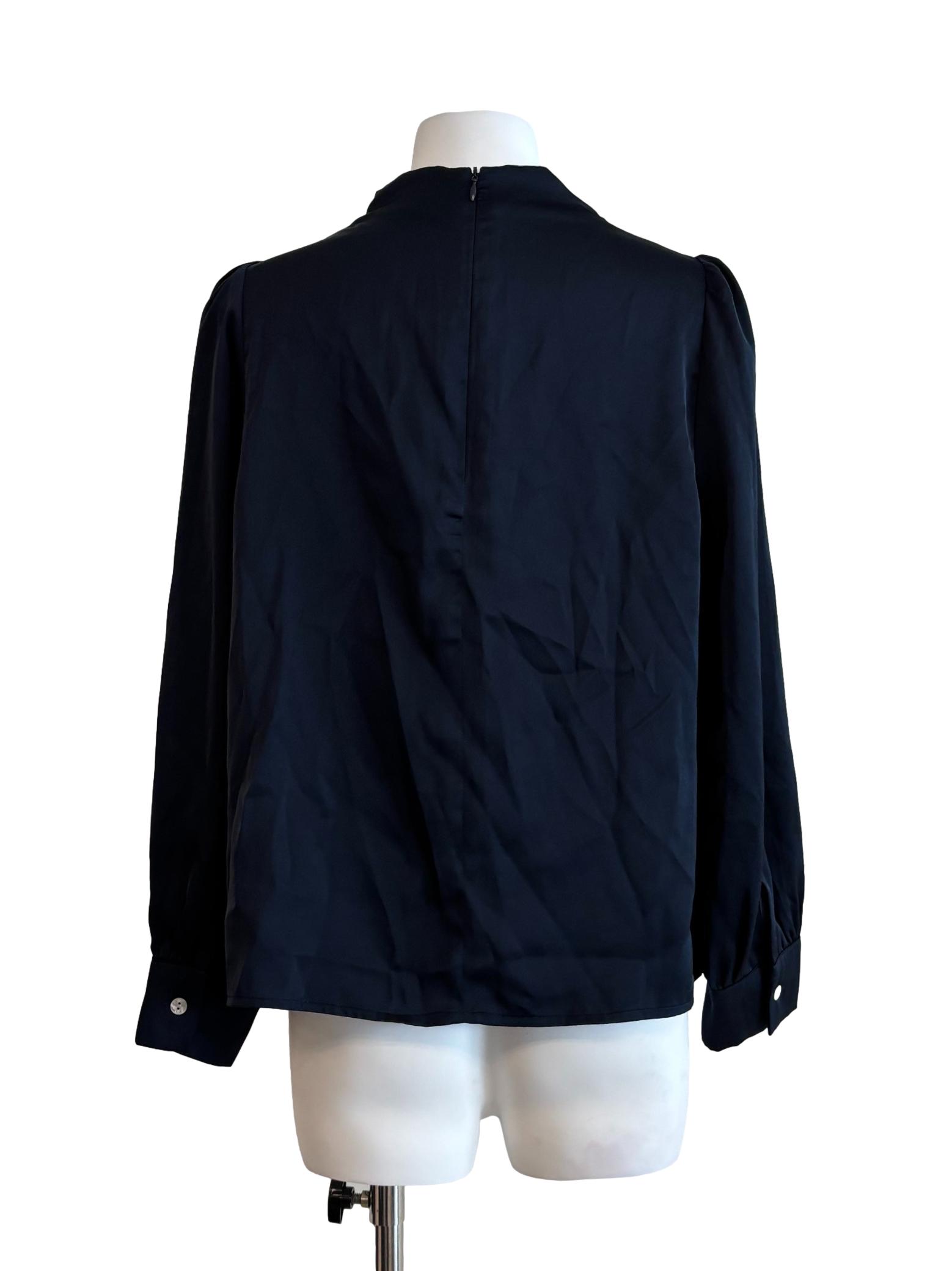 Midnight Blue Mock Satin Blouse