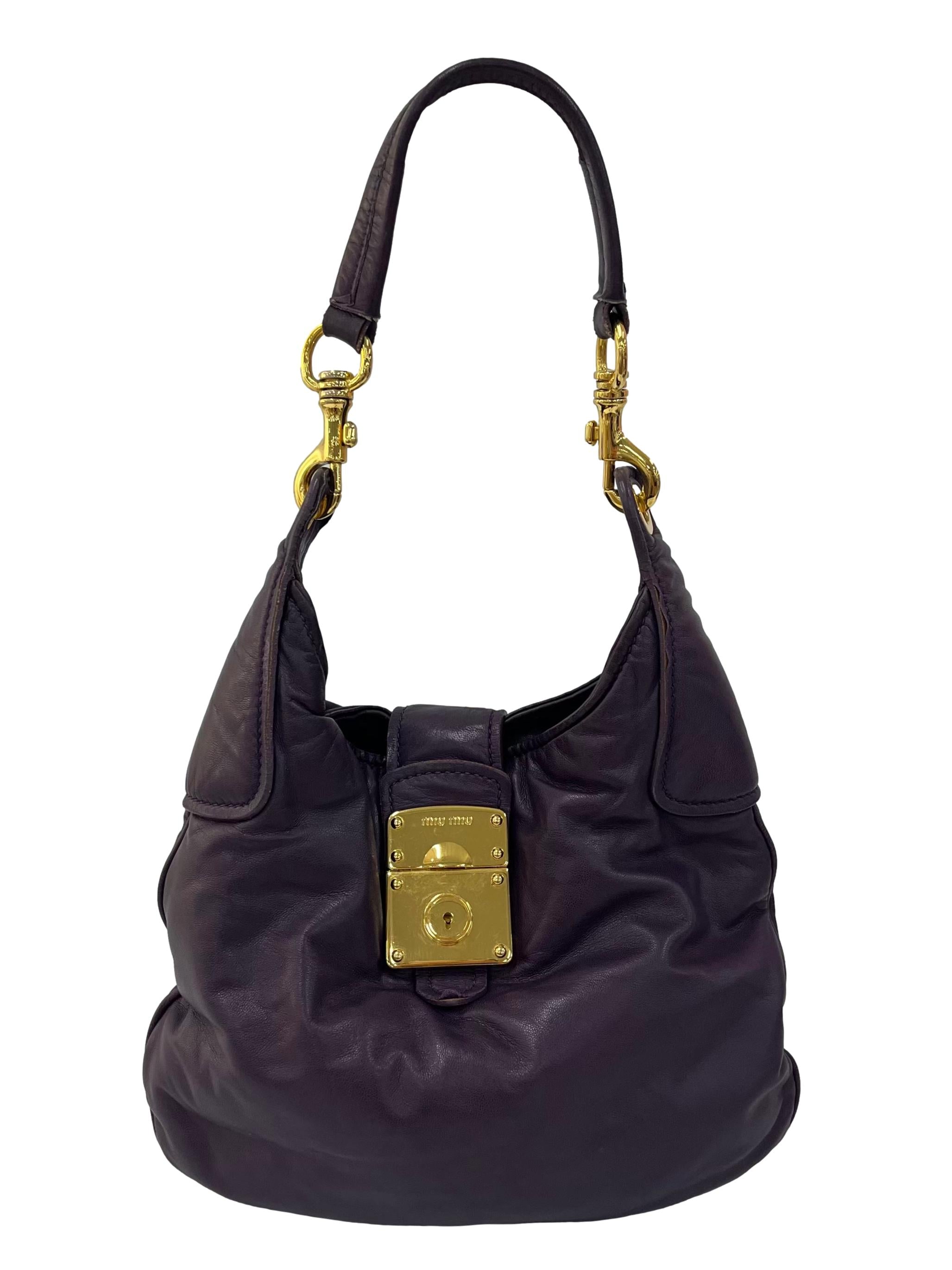 Purple Soft Leather Shoulder Bag CSN