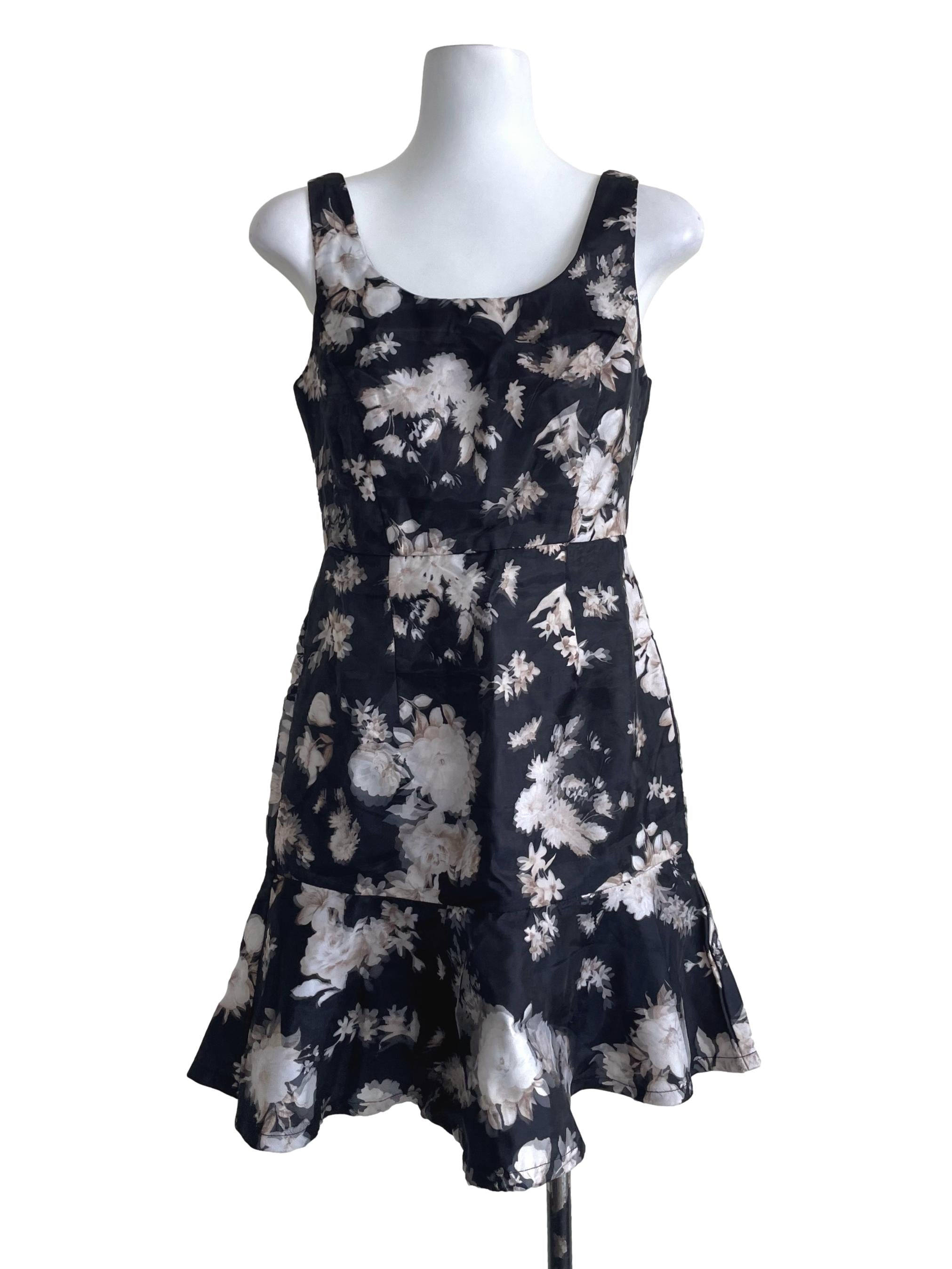 Black Floral Sleeveless Dress
