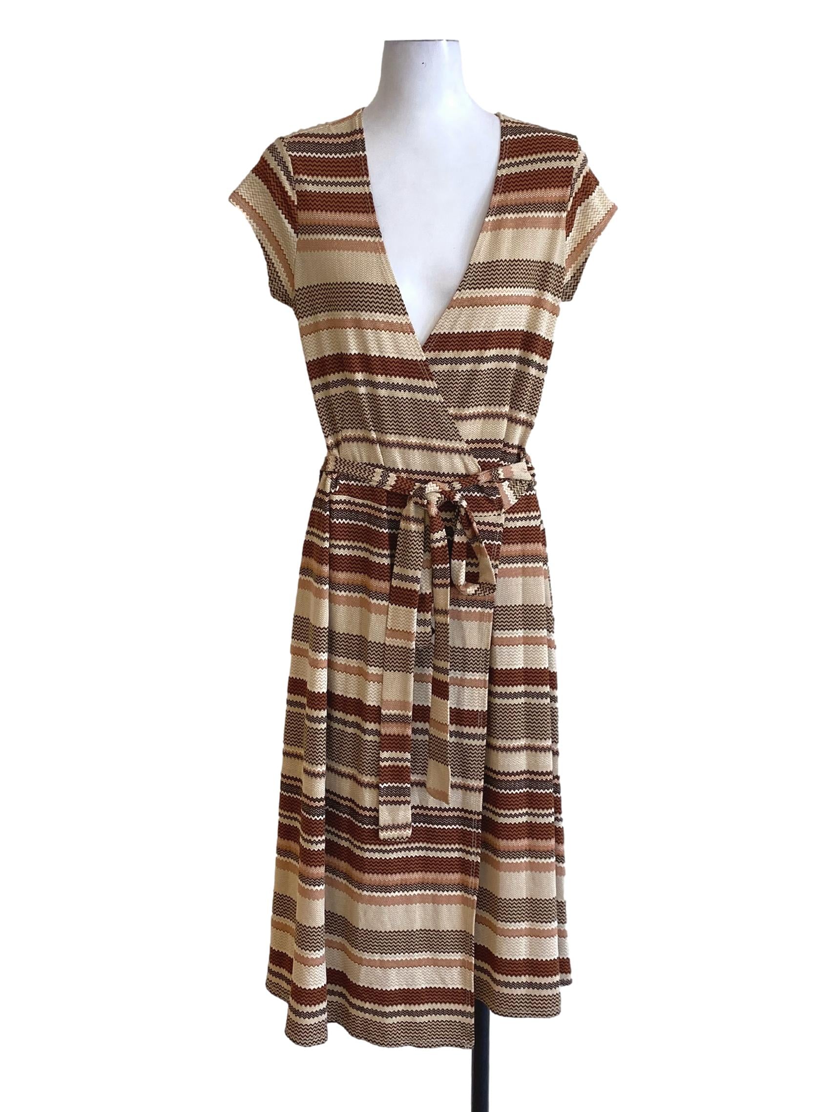 Tortilla Brown V-Neck Tie Waist Slip Dress