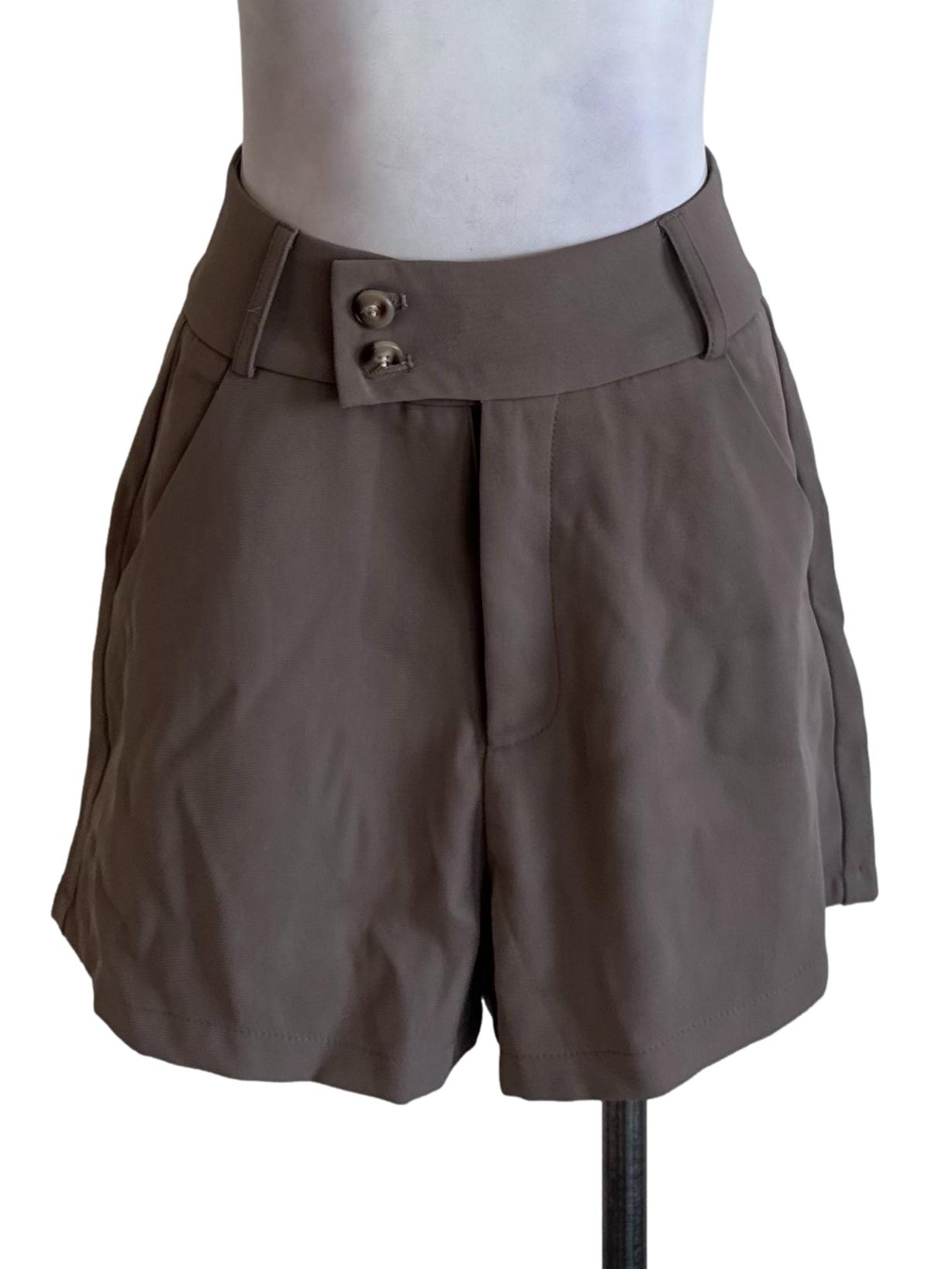 Coffee Brown Button Shorts