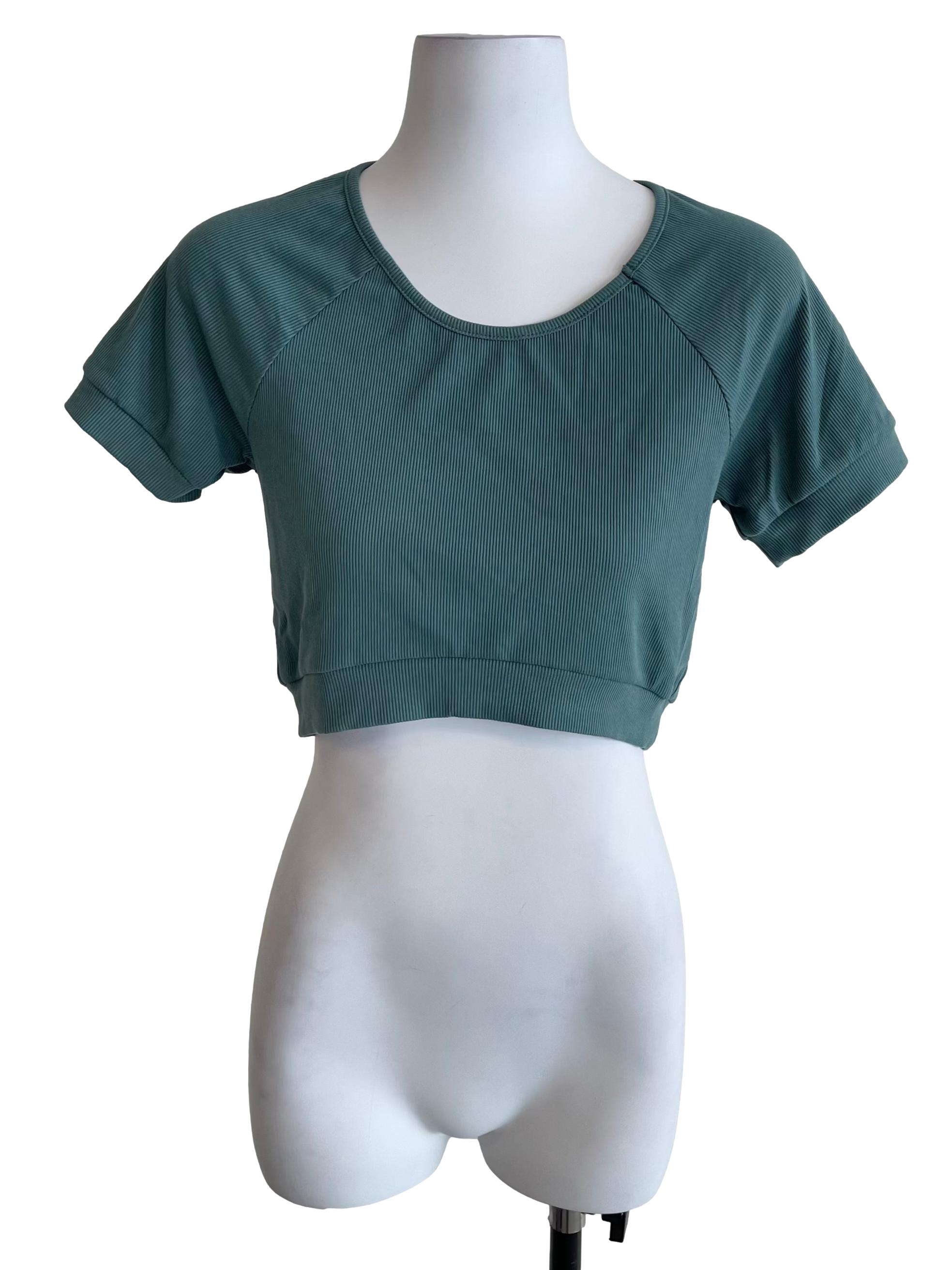 Dusty Teal Crop Knit Top