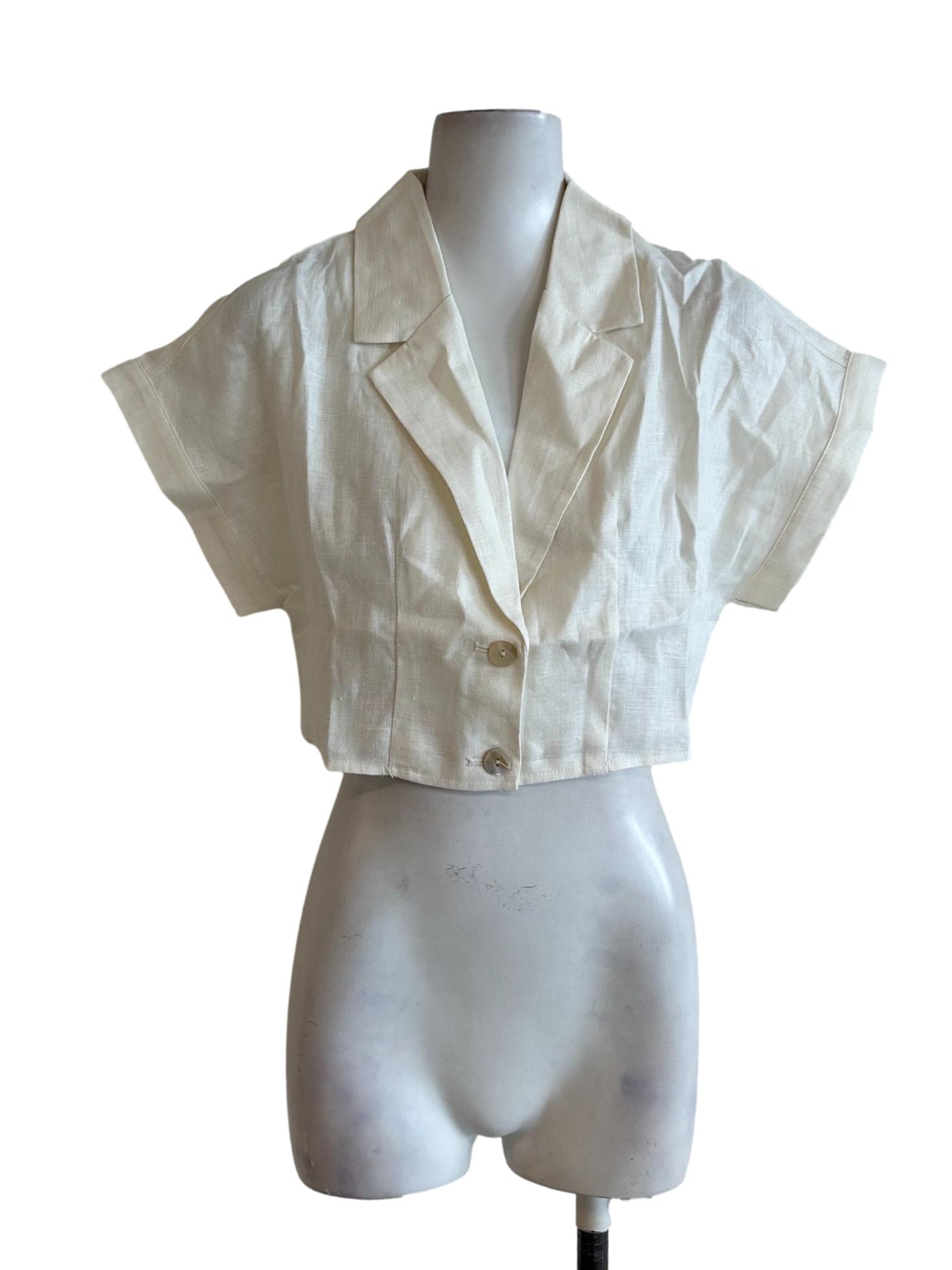 White Linen Crop Shirt OSN