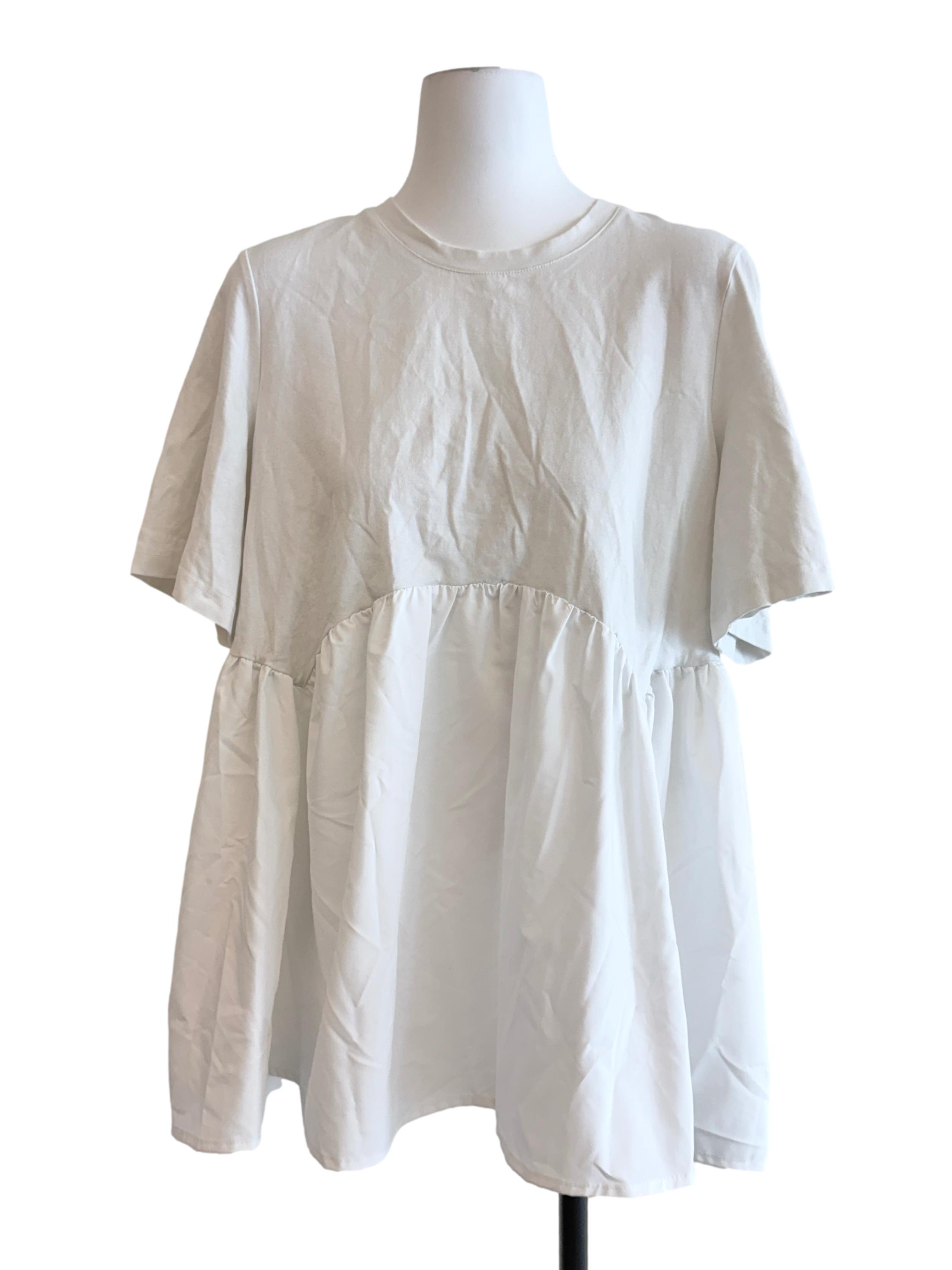 White Shirt Round Neck Dress