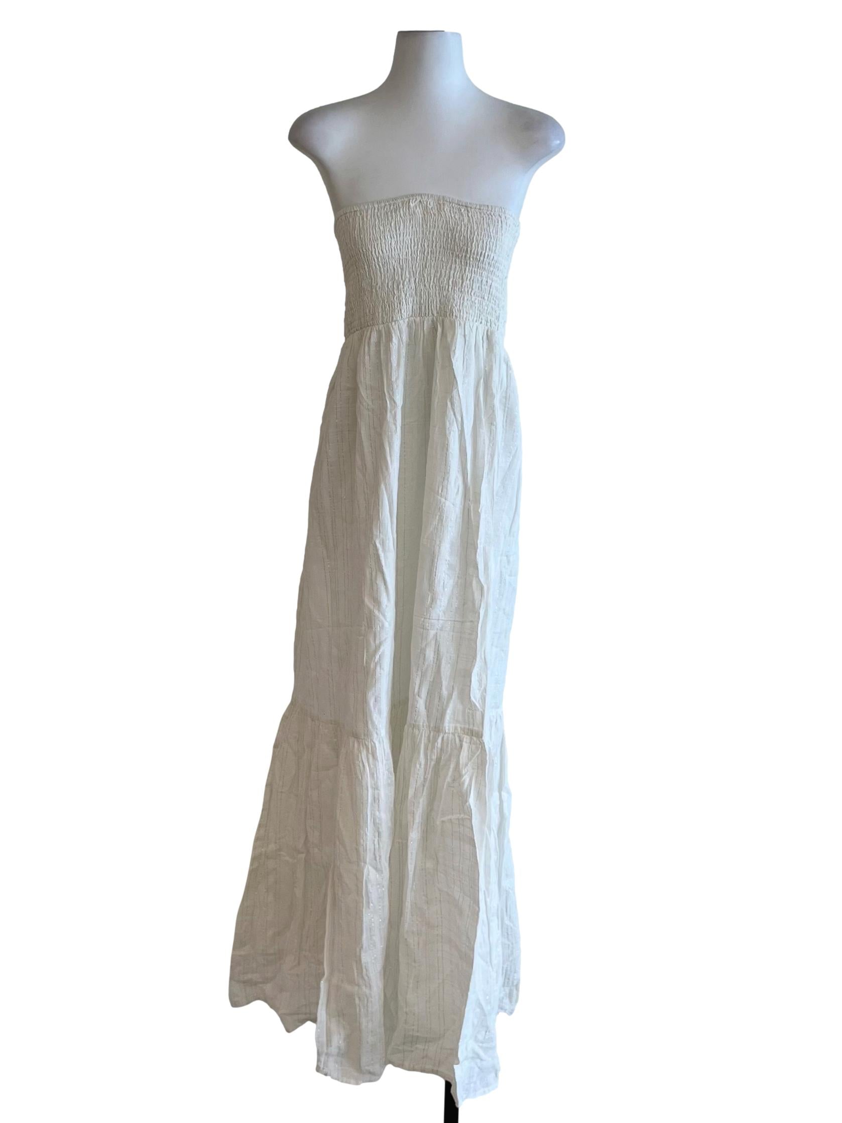 White Strapless A-Line Dress