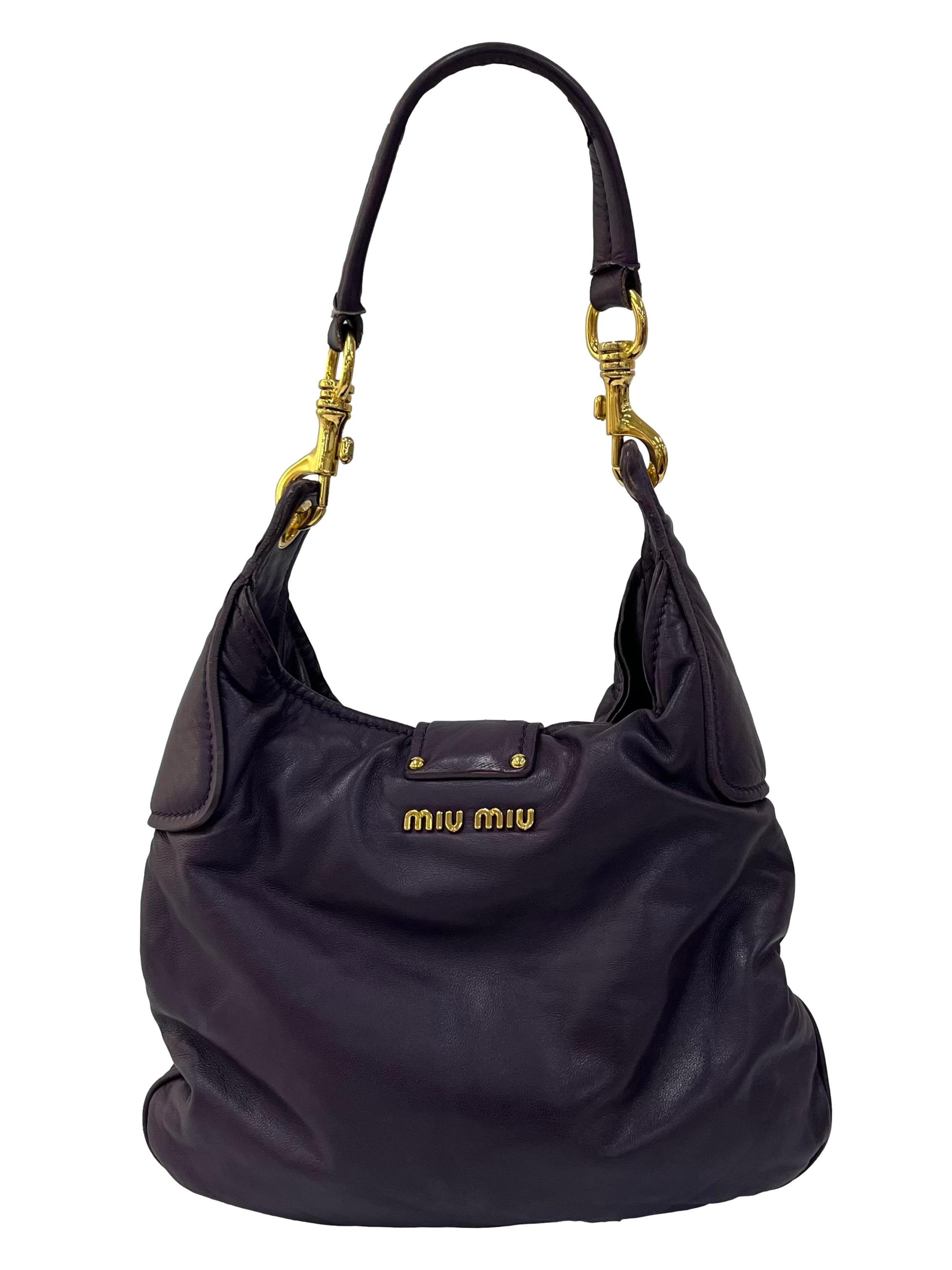 Purple Soft Leather Shoulder Bag CSN