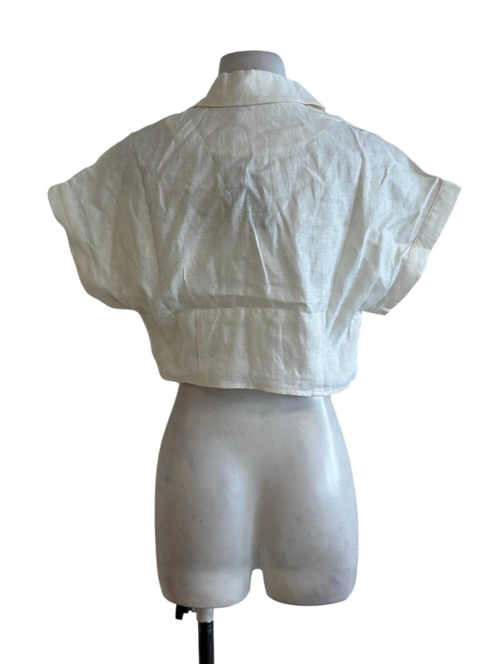 White Linen Crop Shirt OSN