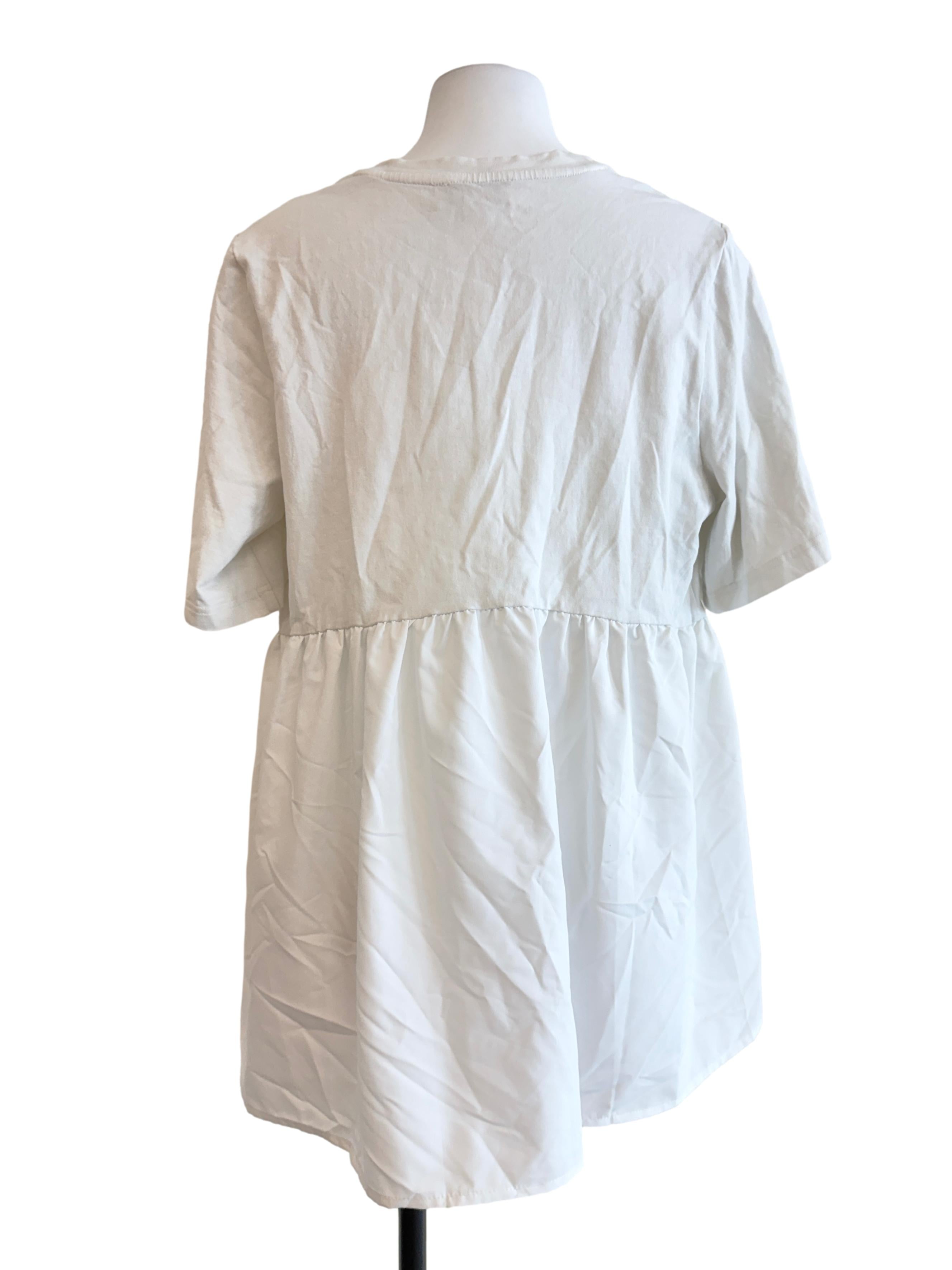 White Shirt Round Neck Dress