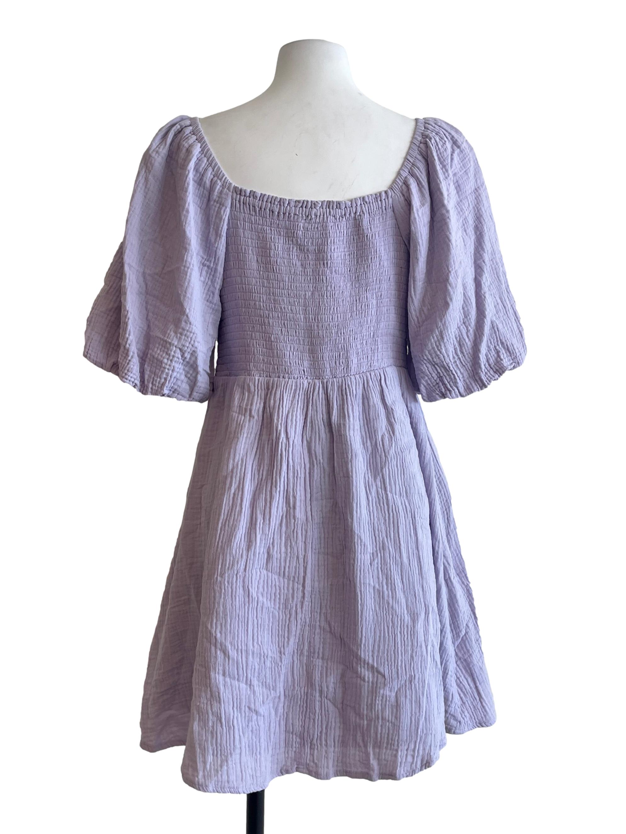 Lavender Purple Puff Sleeve Dress