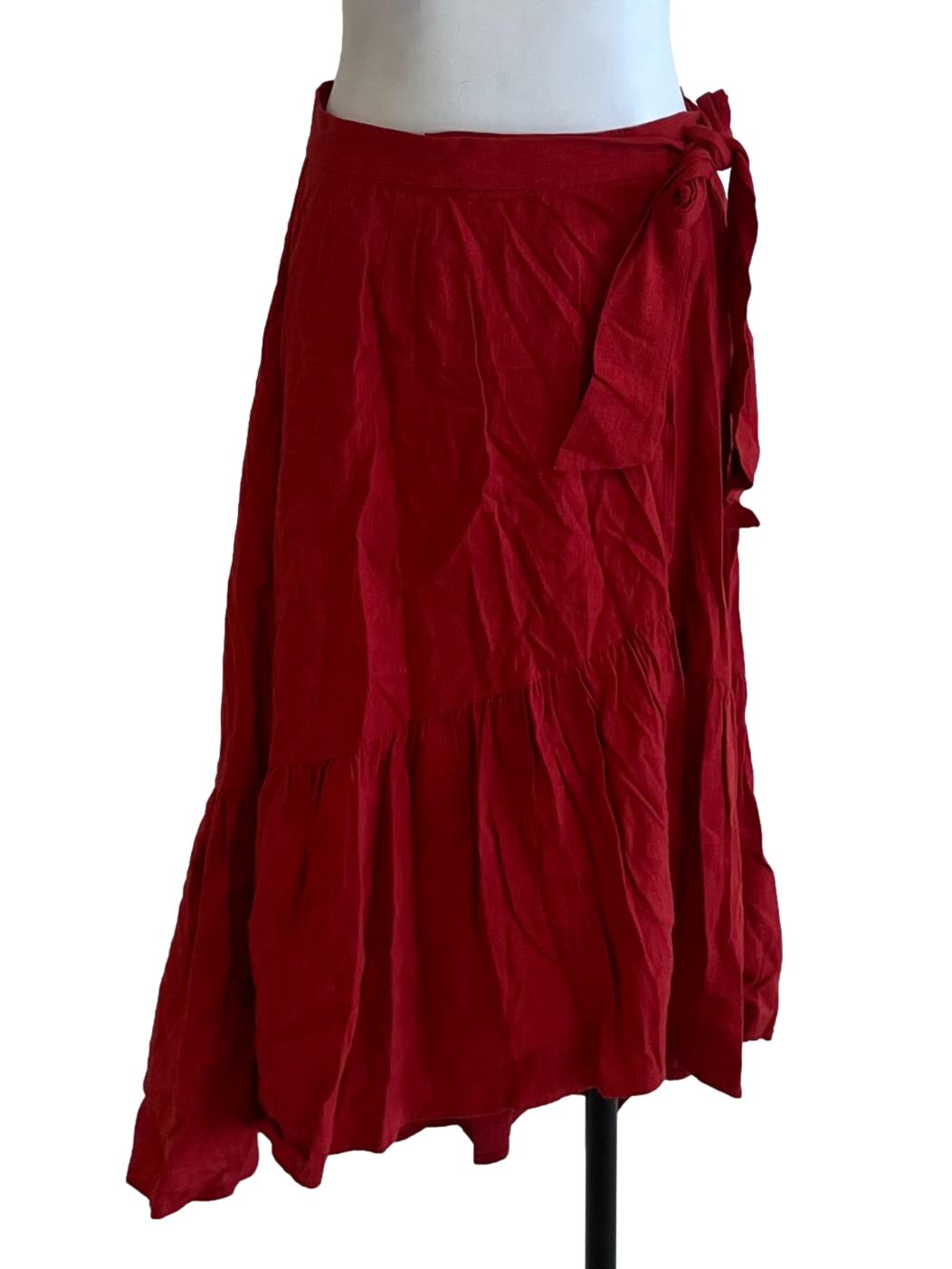 Candy Red Plain Wrap Skirt