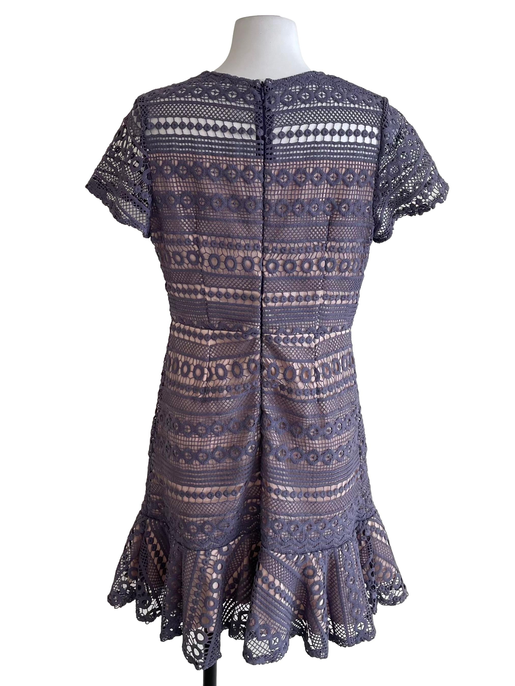Dusty Purple Embroidery Bateau Dress