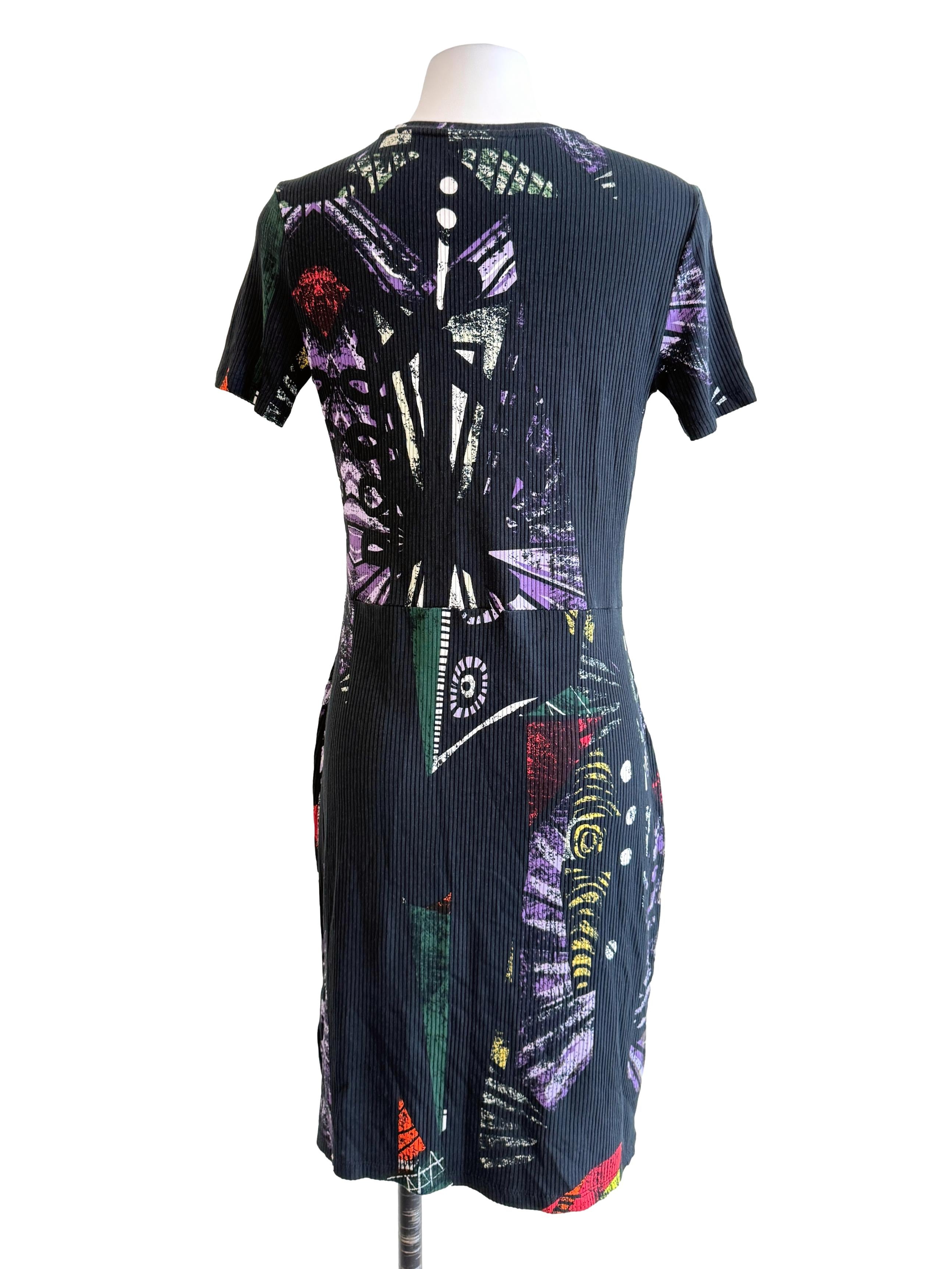 Black Printed Knit Dress