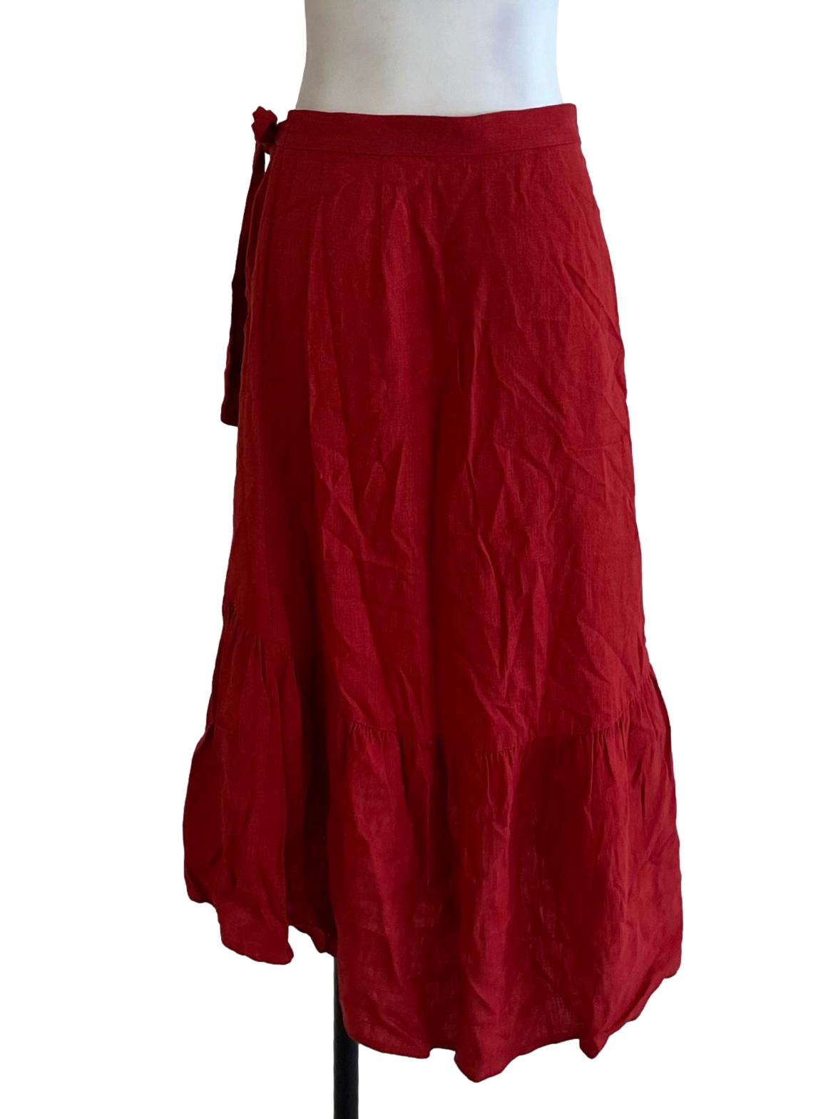 Candy Red Plain Wrap Skirt