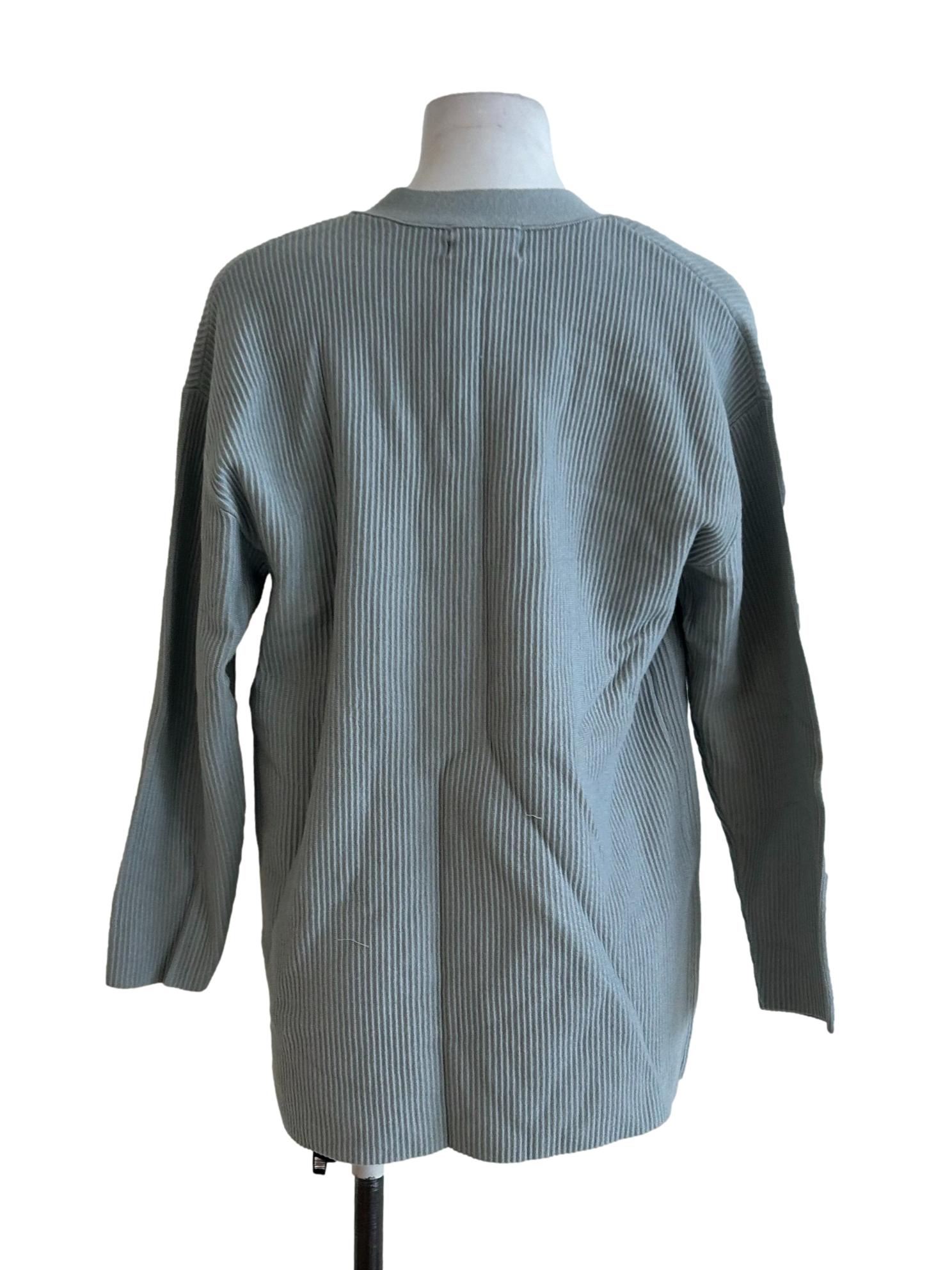 Light Blue Ribbed Knit Cardigan OSN