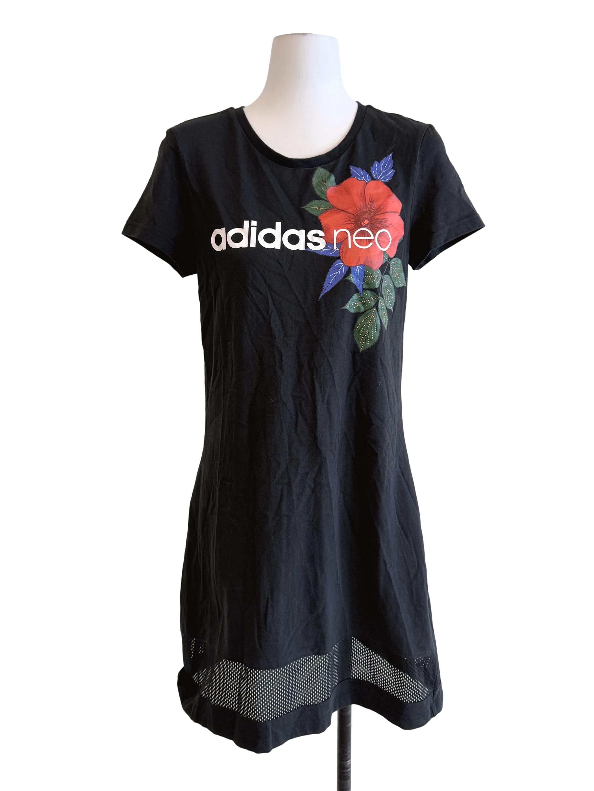 Black Flower Printed Tunic Dress