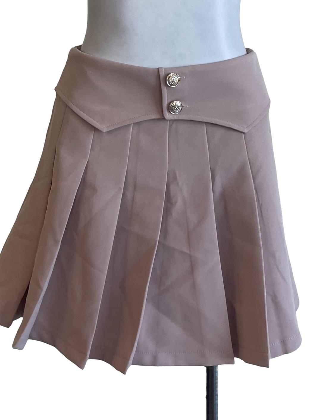 Dusty Pink Buttoned Pleated Skirt