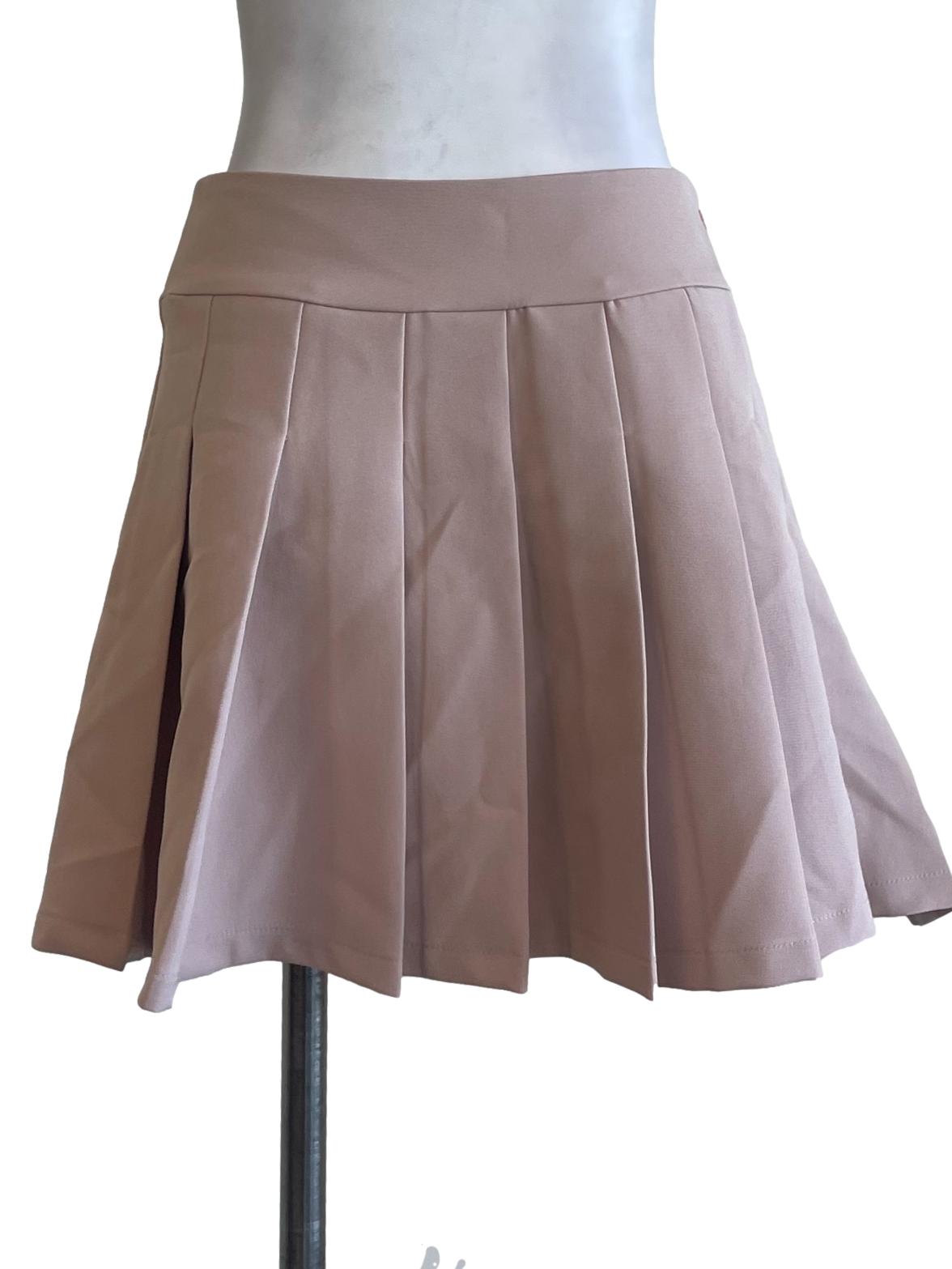 Dusty Pink Buttoned Pleated Skirt